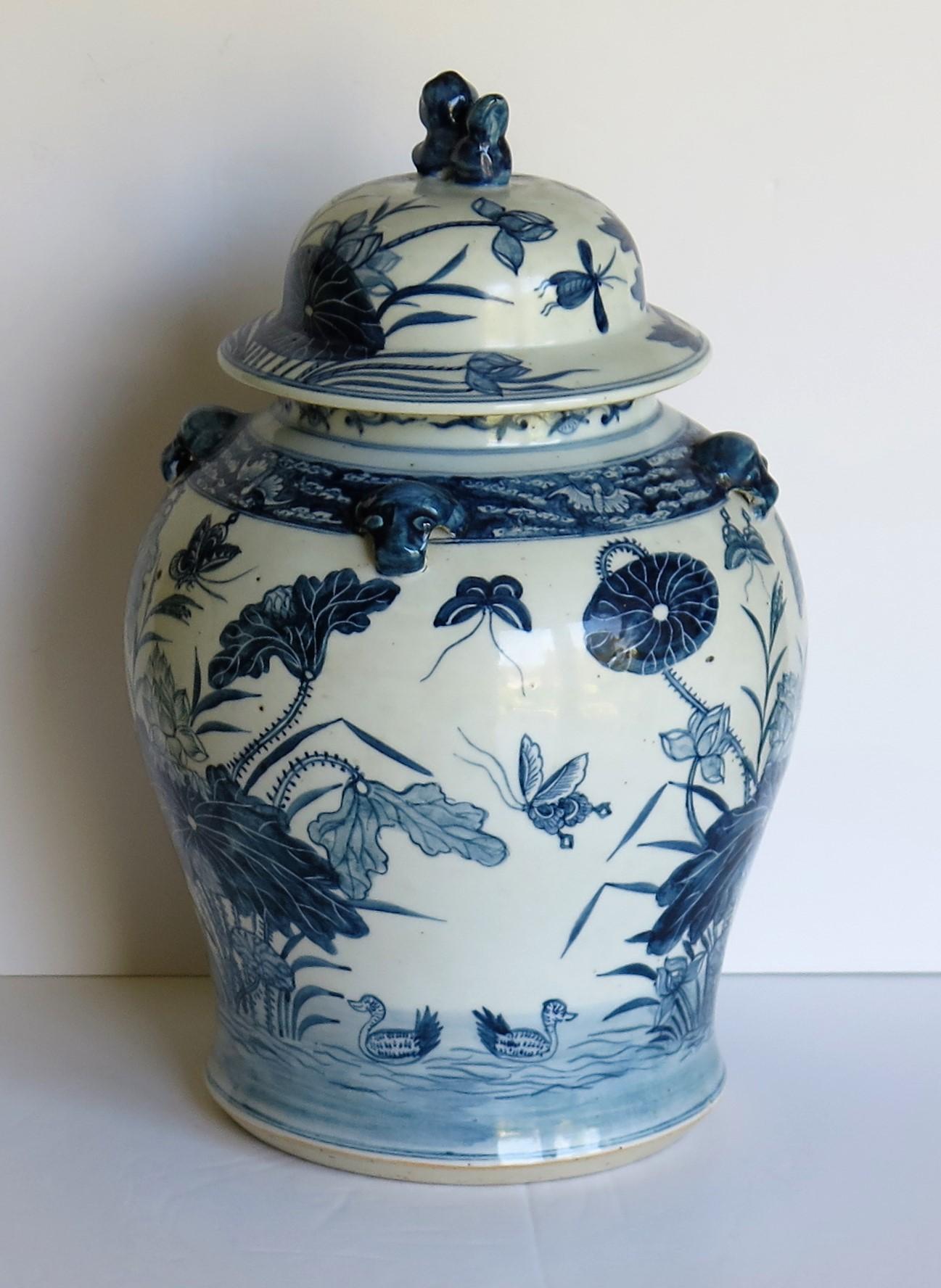 blue and white vase with lid