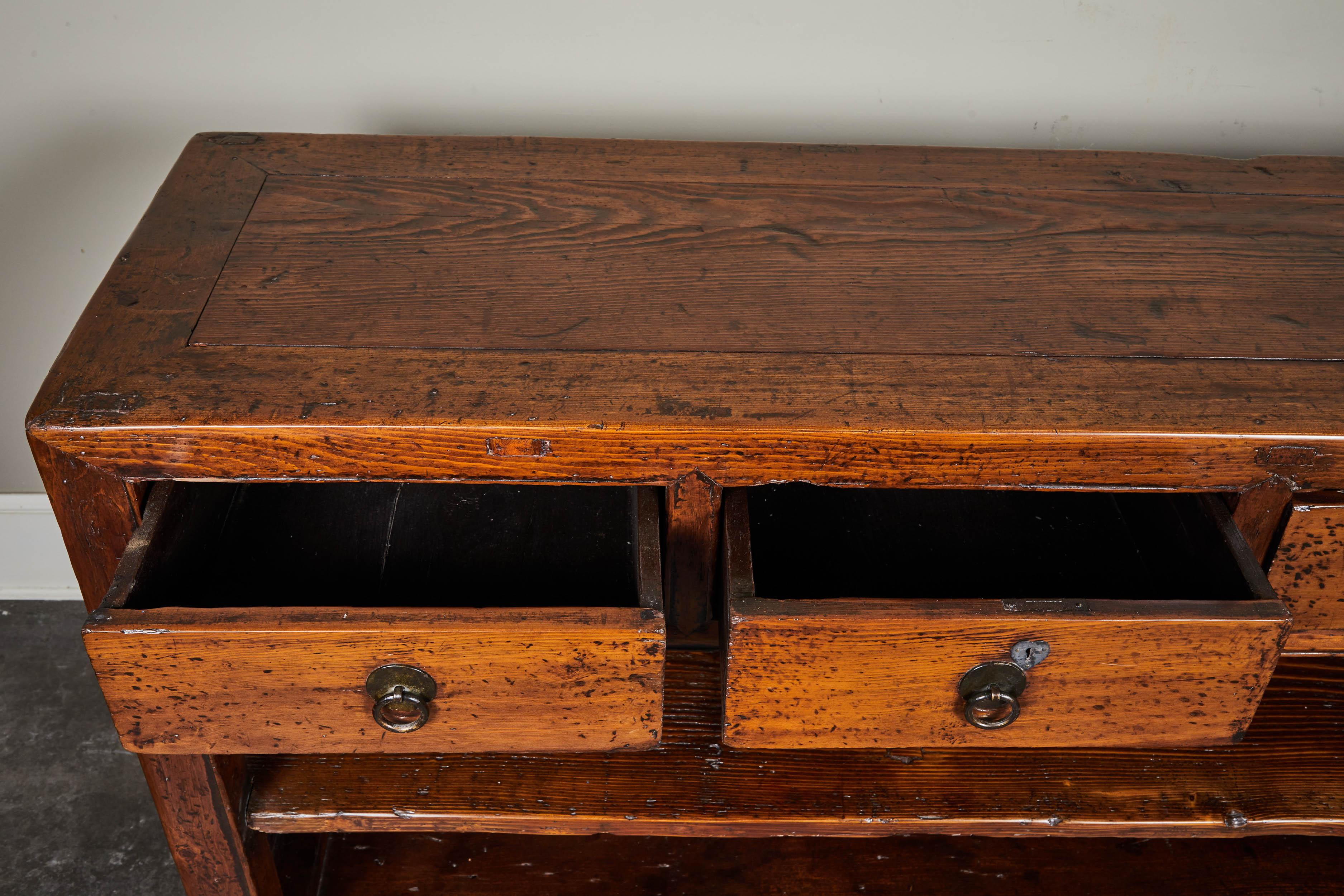 19th Century Chinese Four-Drawer Pine Sideboard 1