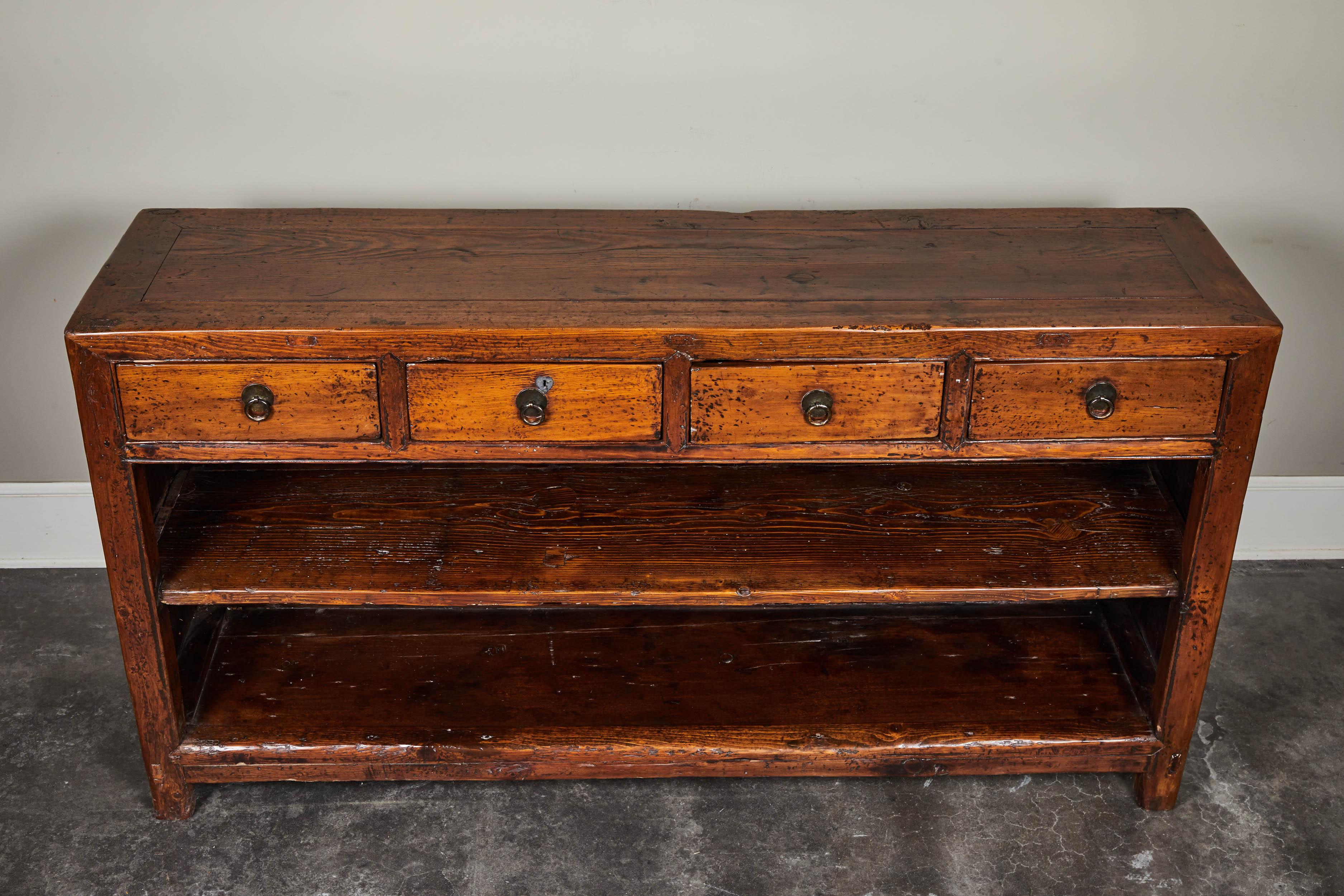 19th Century Chinese Four-Drawer Pine Sideboard 2