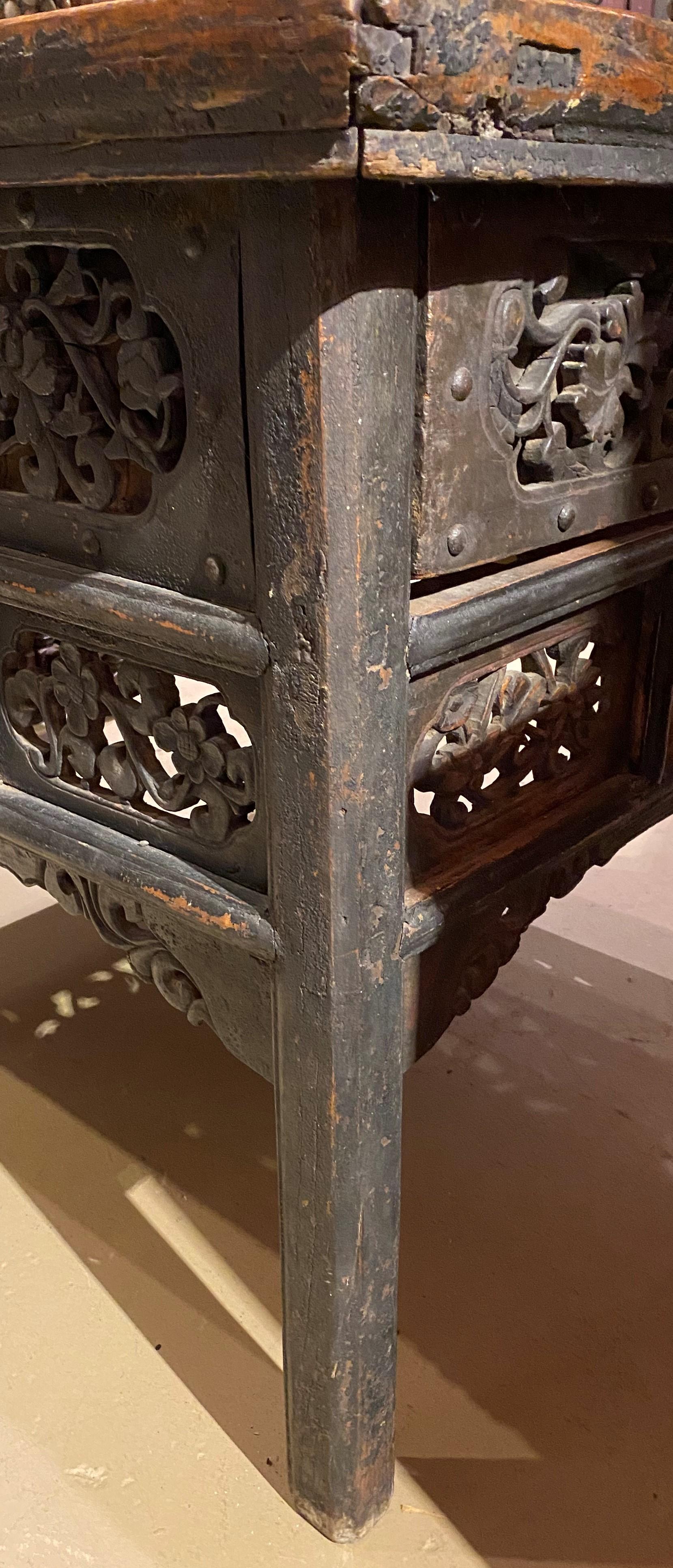 19th Century Chinese Heavily Carved Hardwood Center Table For Sale 4