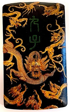 19th C. Chinese Lacquered and Polychrome Scholars Block/Paperweight