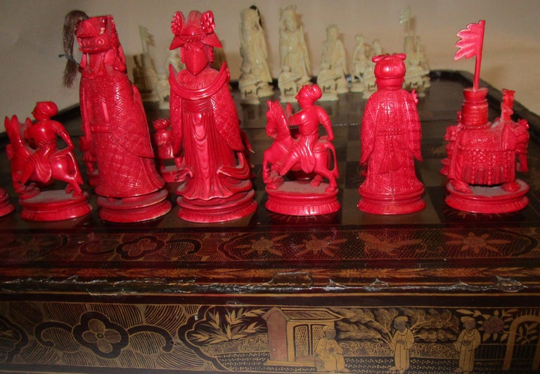 Grand jeu d'échecs pliable vintage chinois, jeu d'échecs pour amis