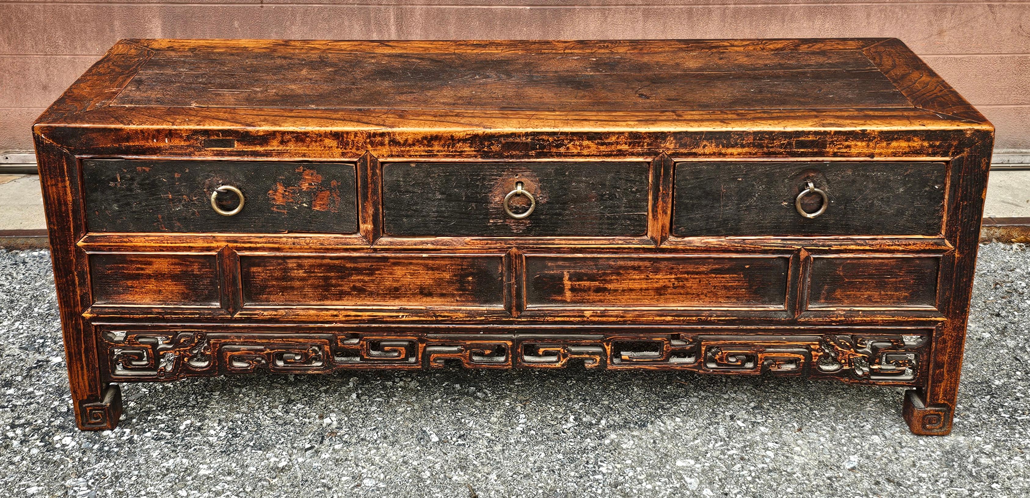 19th Century Chinese Ming Style Elm Coffer / Low Cabinet / Bench
Measures 45