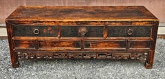 19th C. Chinese Ming Style Elm Coffer / Low Cabinet / Bench