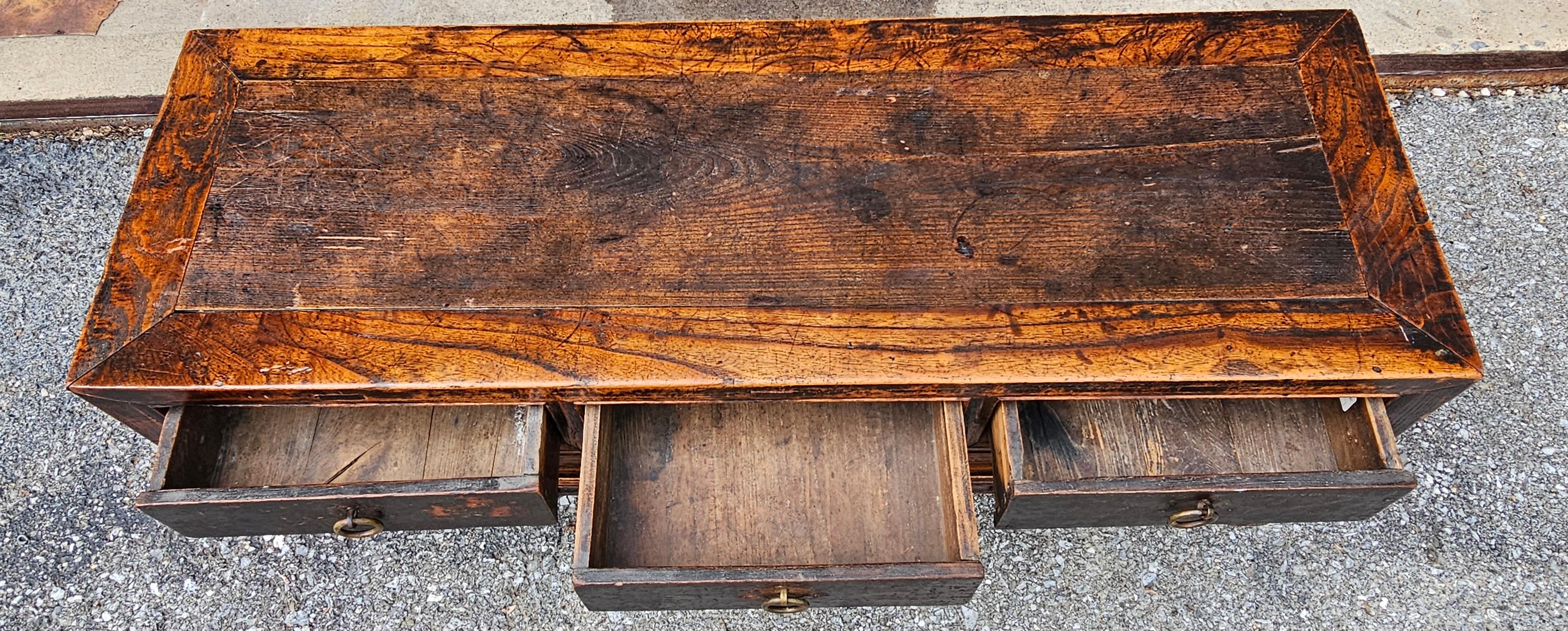 19th C. Chinese Ming Style Elm Coffer / Low Cabinet / Bench For Sale 3