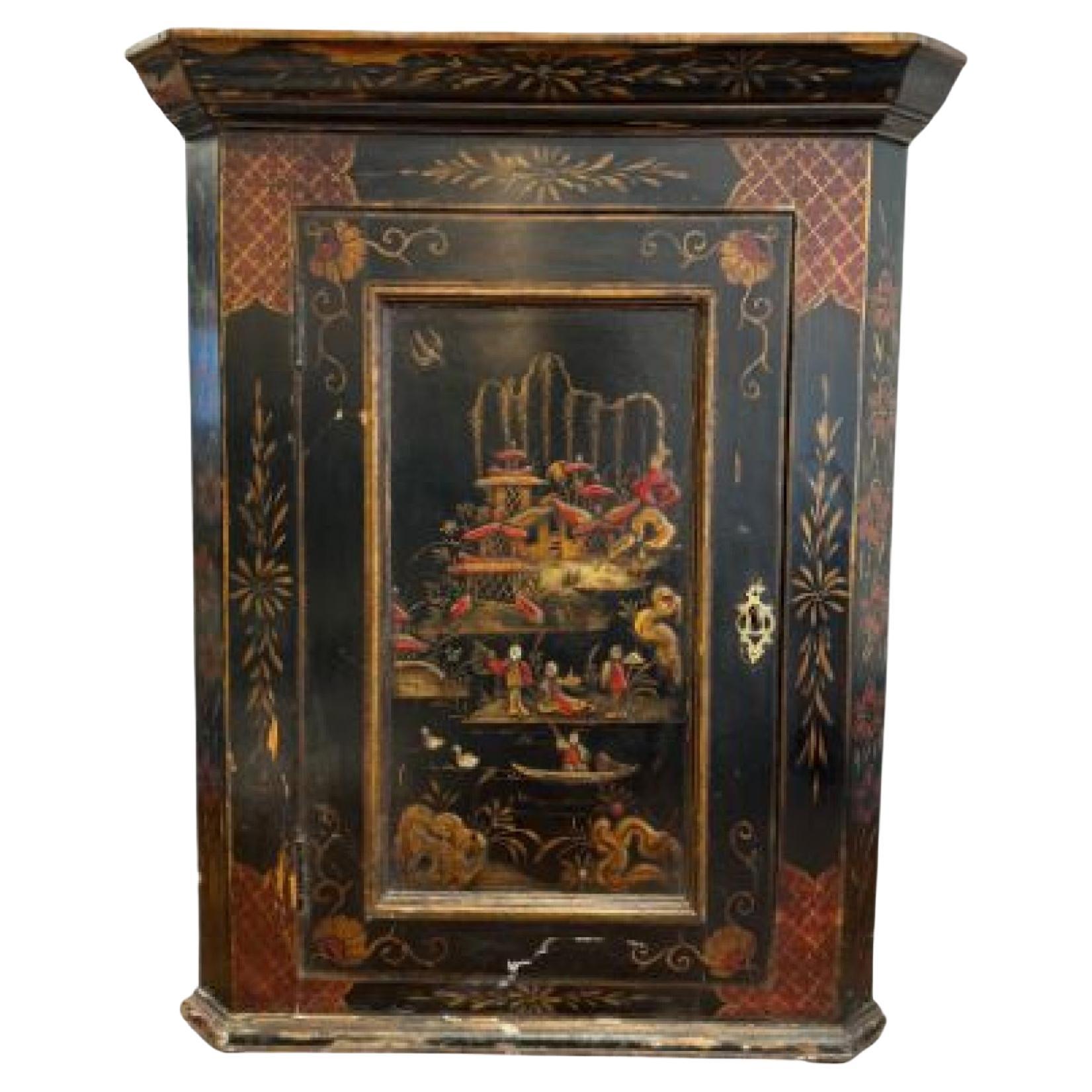 19th C. Chinese Painted Corner Cabinet