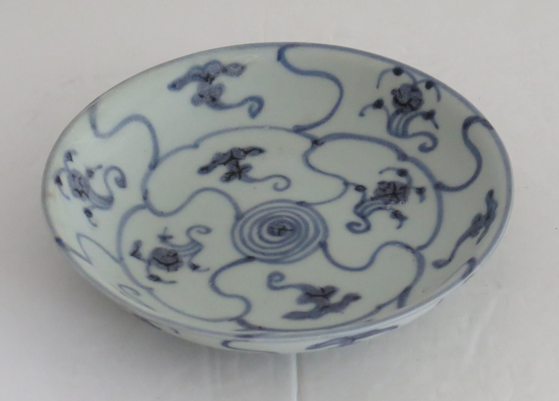 Hand-Painted 19th C Chinese Porcelain Blue & White Saucer Bowl Tek Sing Shipwreck, Ca 1820