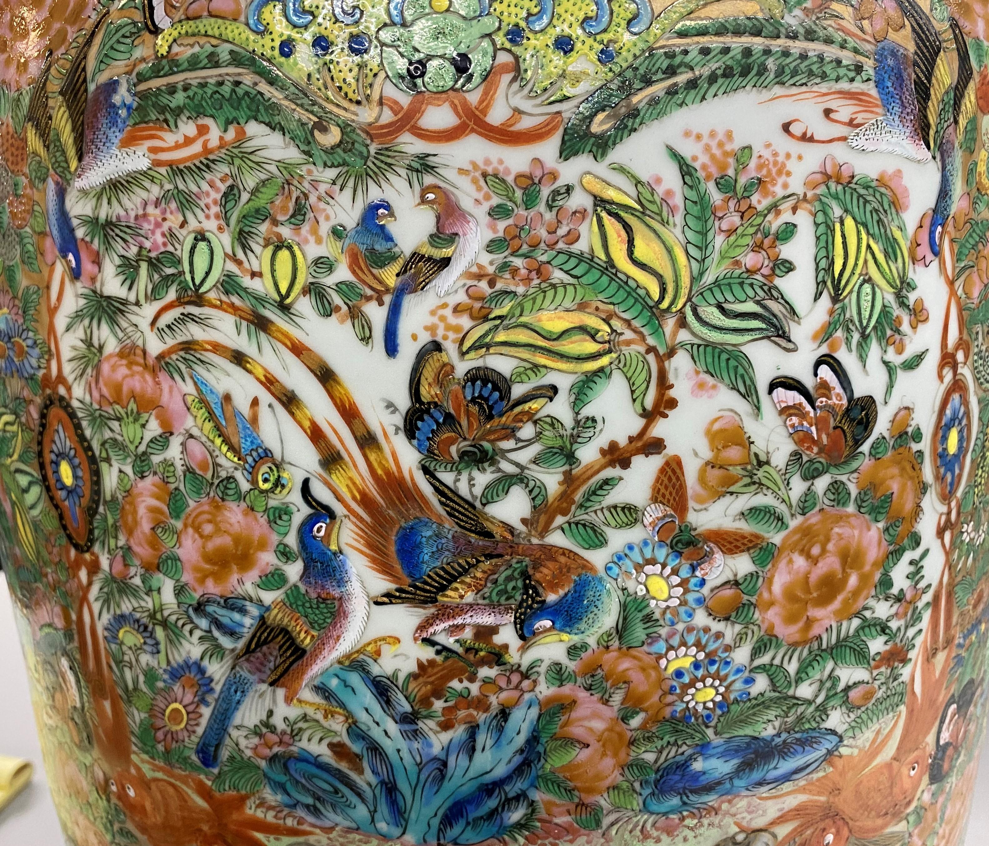 19th Century Chinese Porcelain Rose Medallion Palace Size Baluster Form Vase 7