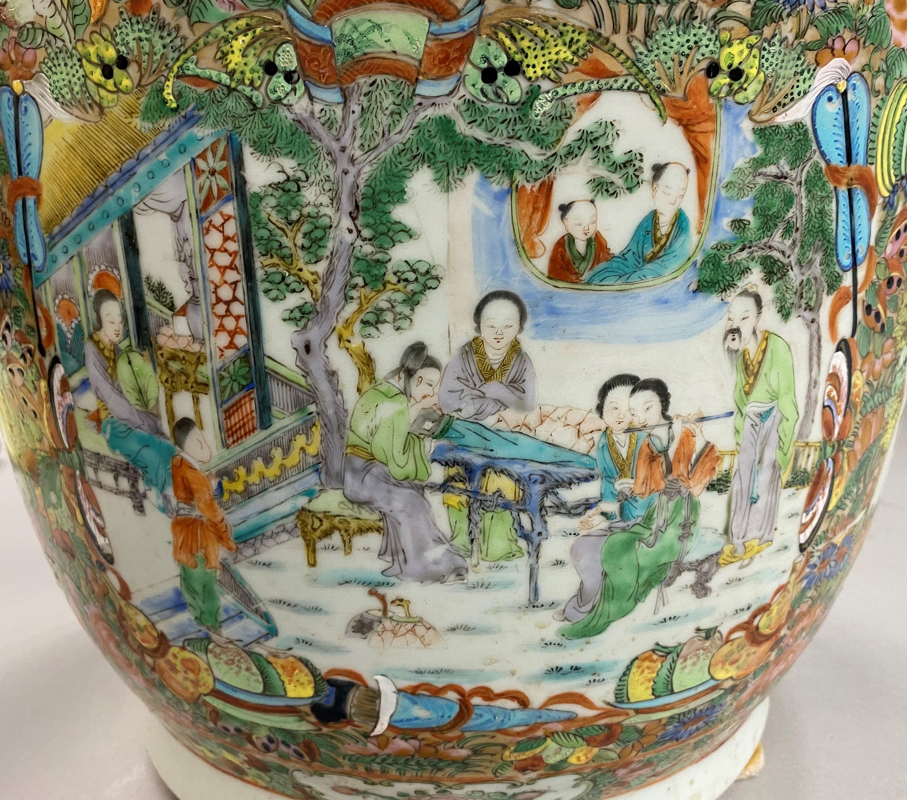 19th Century Chinese Porcelain Rose Medallion Palace Size Baluster Form Vase 8