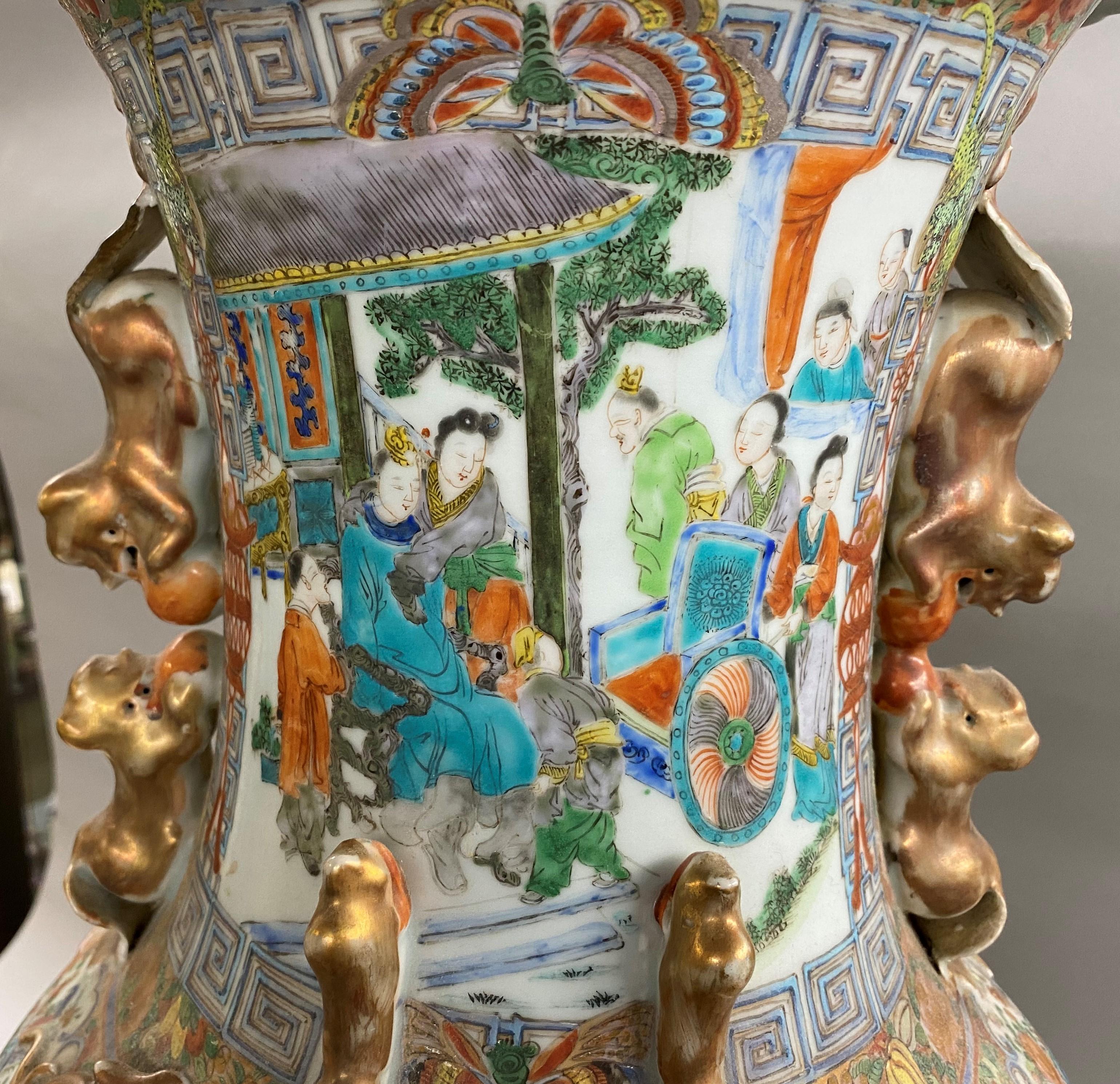 19th Century Chinese Porcelain Rose Medallion Palace Size Baluster Form Vase 11