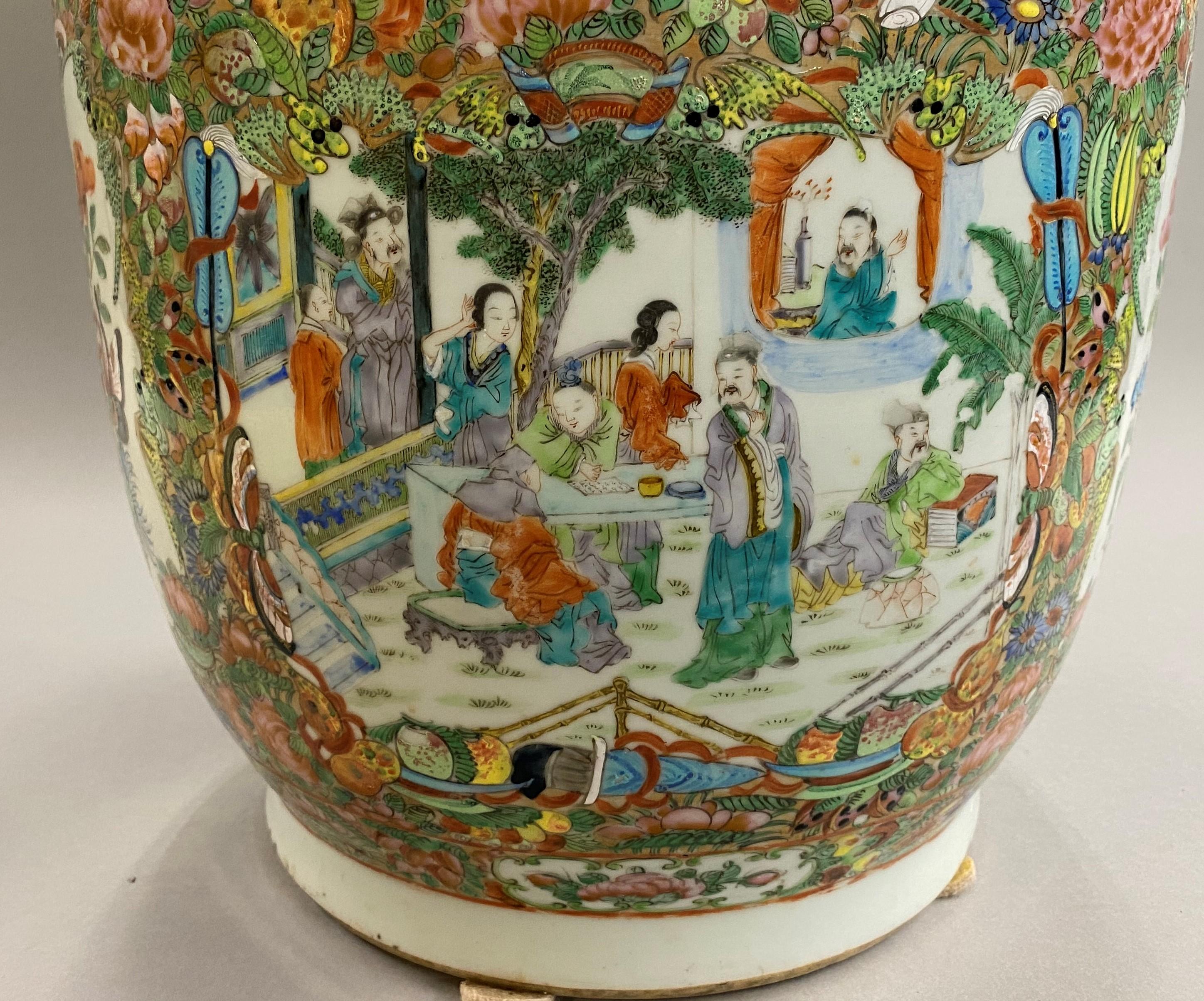 19th Century Chinese Porcelain Rose Medallion Palace Size Baluster Form Vase 4