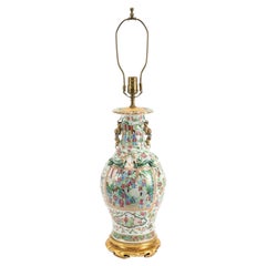 19th C. Chinese Rose Mandarin Porcelain Table Lamp