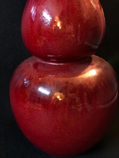 Chinese Sang de Boeuf Glazed Large Double Gourd, Huluping Bottle Vase