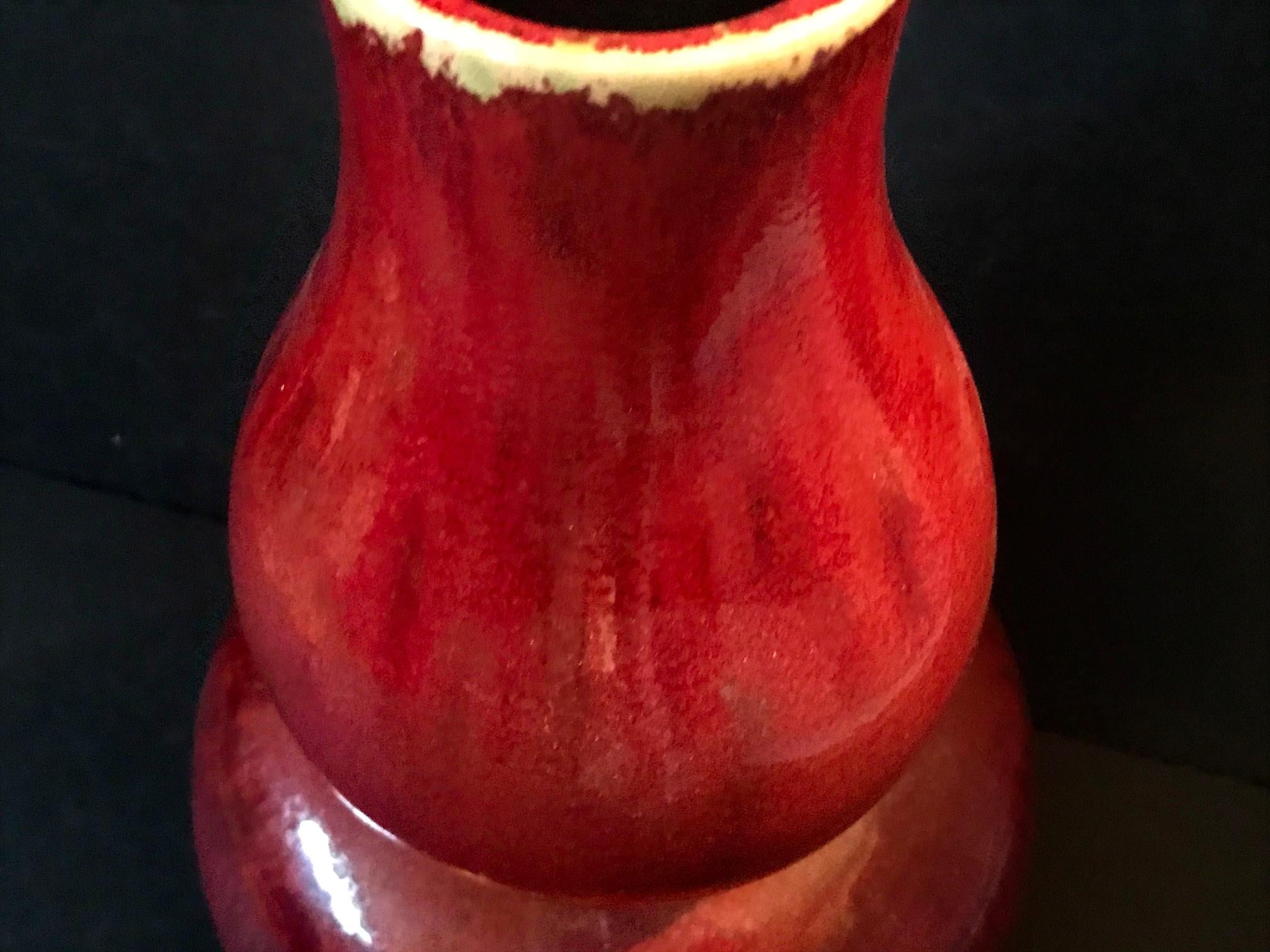 Porcelain Chinese Sang de Boeuf Glazed Large Double Gourd, Huluping Bottle Vase