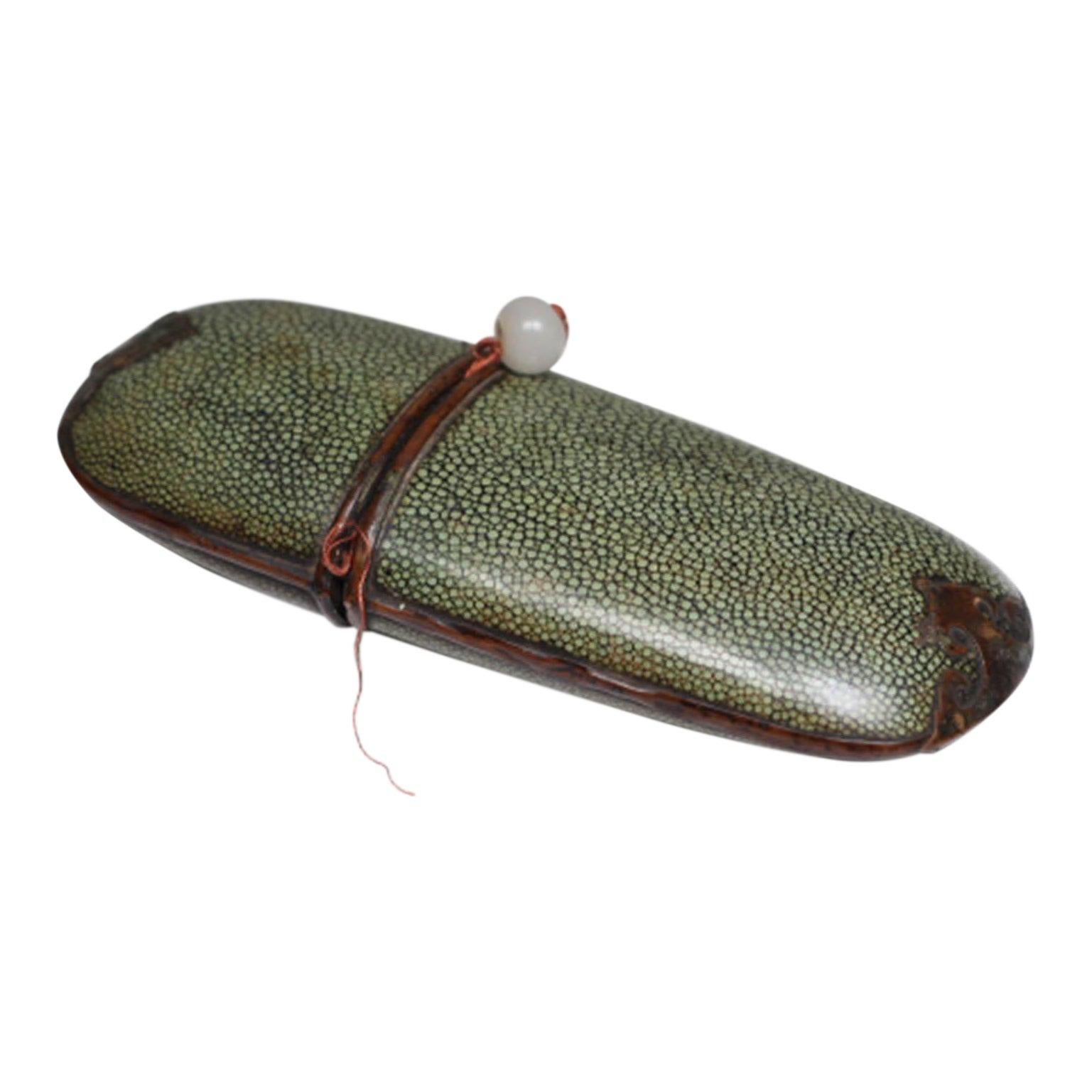 19th century Chinese Shagreen 'Sharkskin' Covered Eye Glass Case circa 1850-1900 In Good Condition In San Francisco, CA