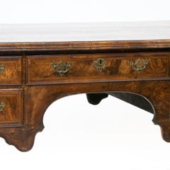 19th Century Chippendale Burl Walnut Partner's Writing Desk