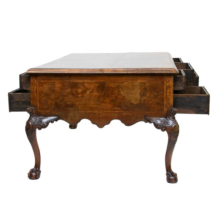 19th Century Chippendale Burl Walnut Partner's Writing Desk  For Sale 3