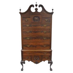 19th C. Chippendale Style Mahogany Ball and Claw Highboy Tall Chest of Drawers