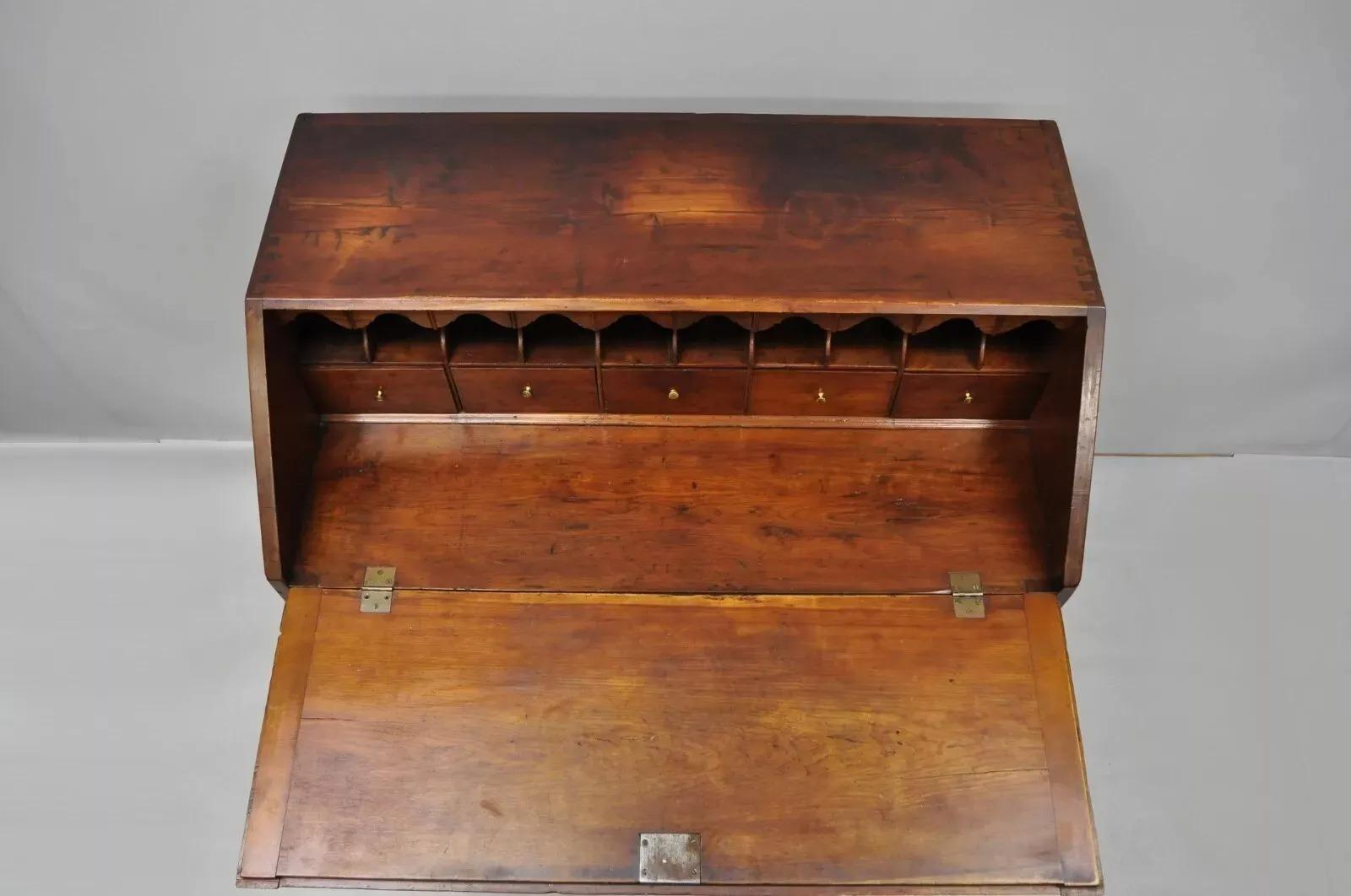 19th C. Chippendale Style Mahogany Slant Front Carved Ball & Claw Secretary Desk For Sale 6
