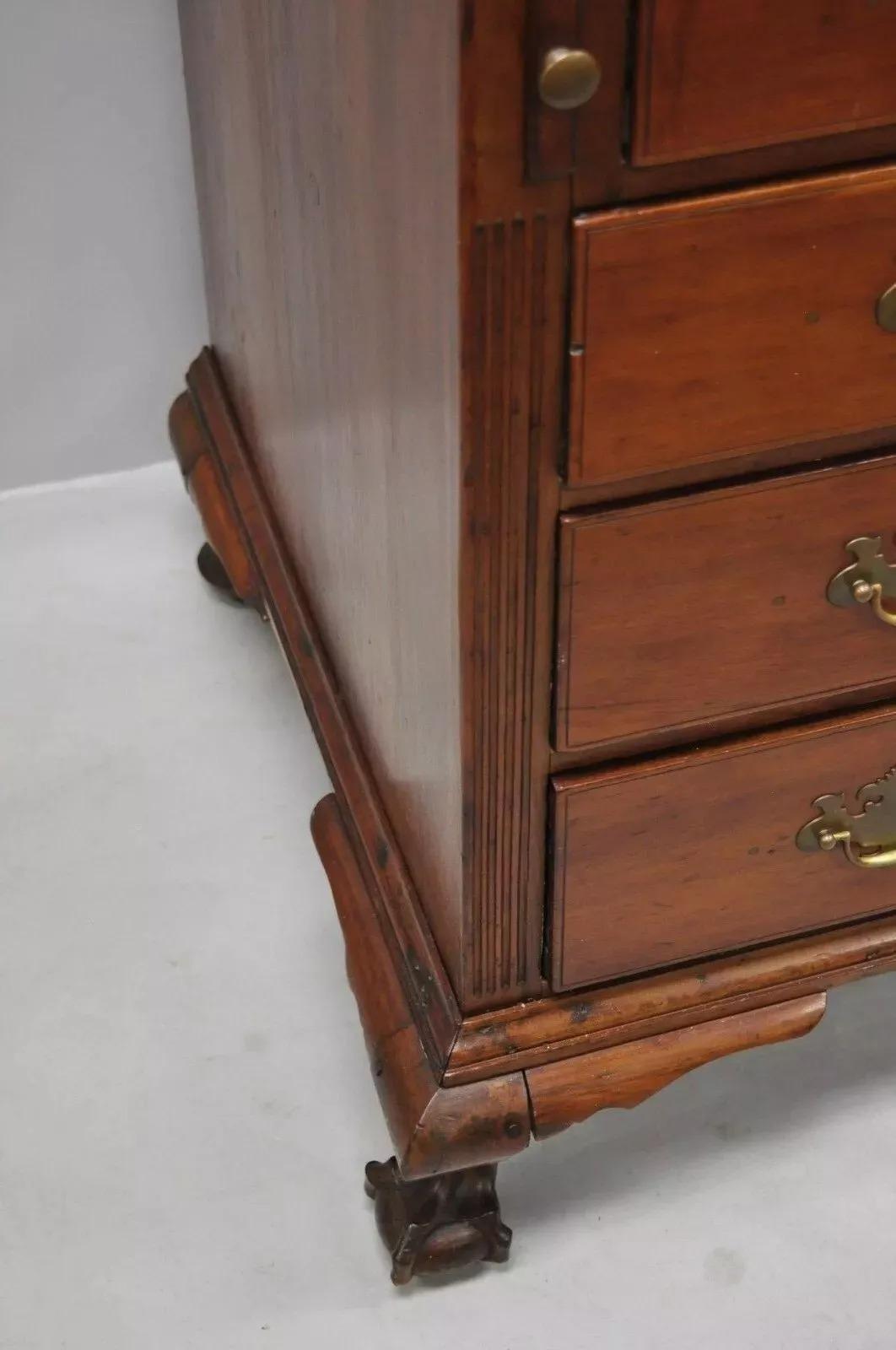 19th C. Chippendale Style Mahogany Slant Front Carved Ball & Claw Secretary Desk For Sale 2