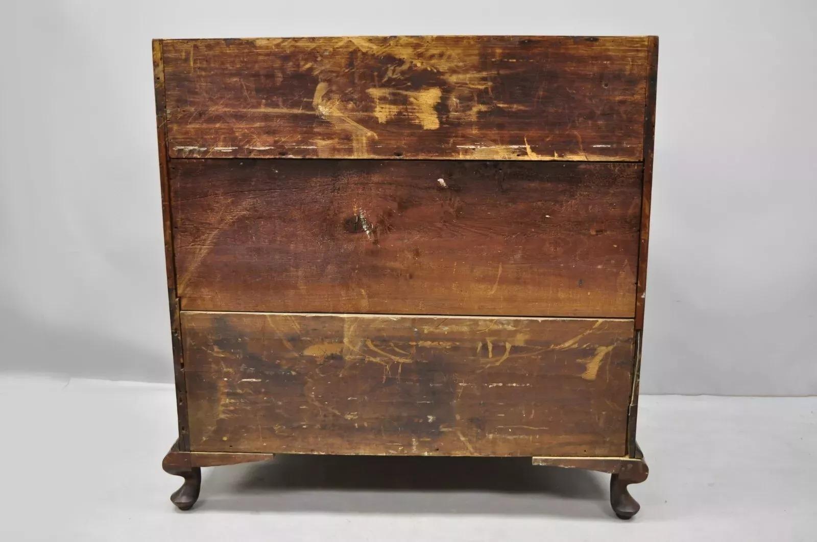 19th C. Chippendale Style Mahogany Slant Front Carved Ball & Claw Secretary Desk For Sale 4