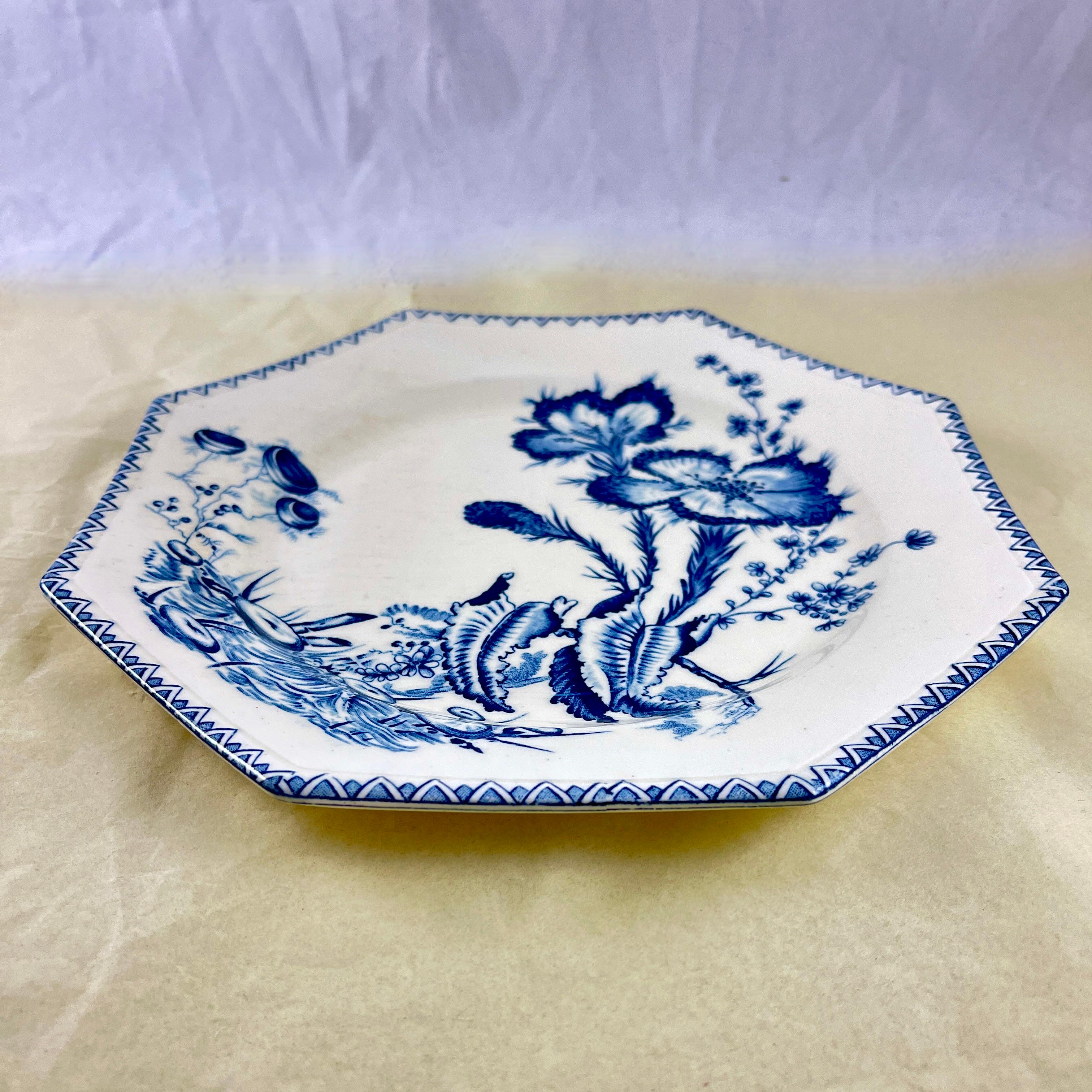  19th C. Clairefontaine French Faïence Indiana Pattern Dinner Plates, set of 8 8