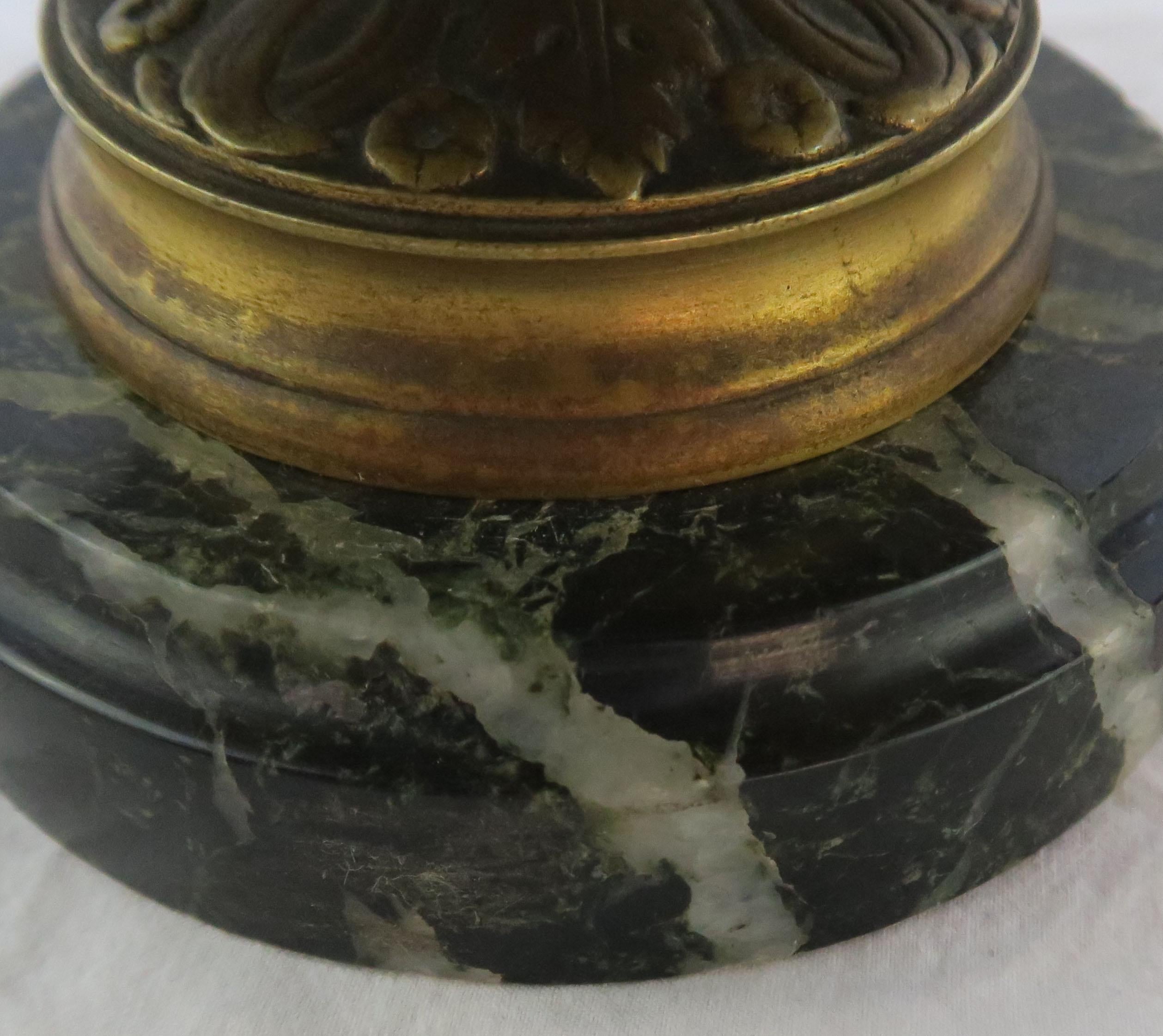 19th Century Classical Cast Bronze Urn on Marble Base 5