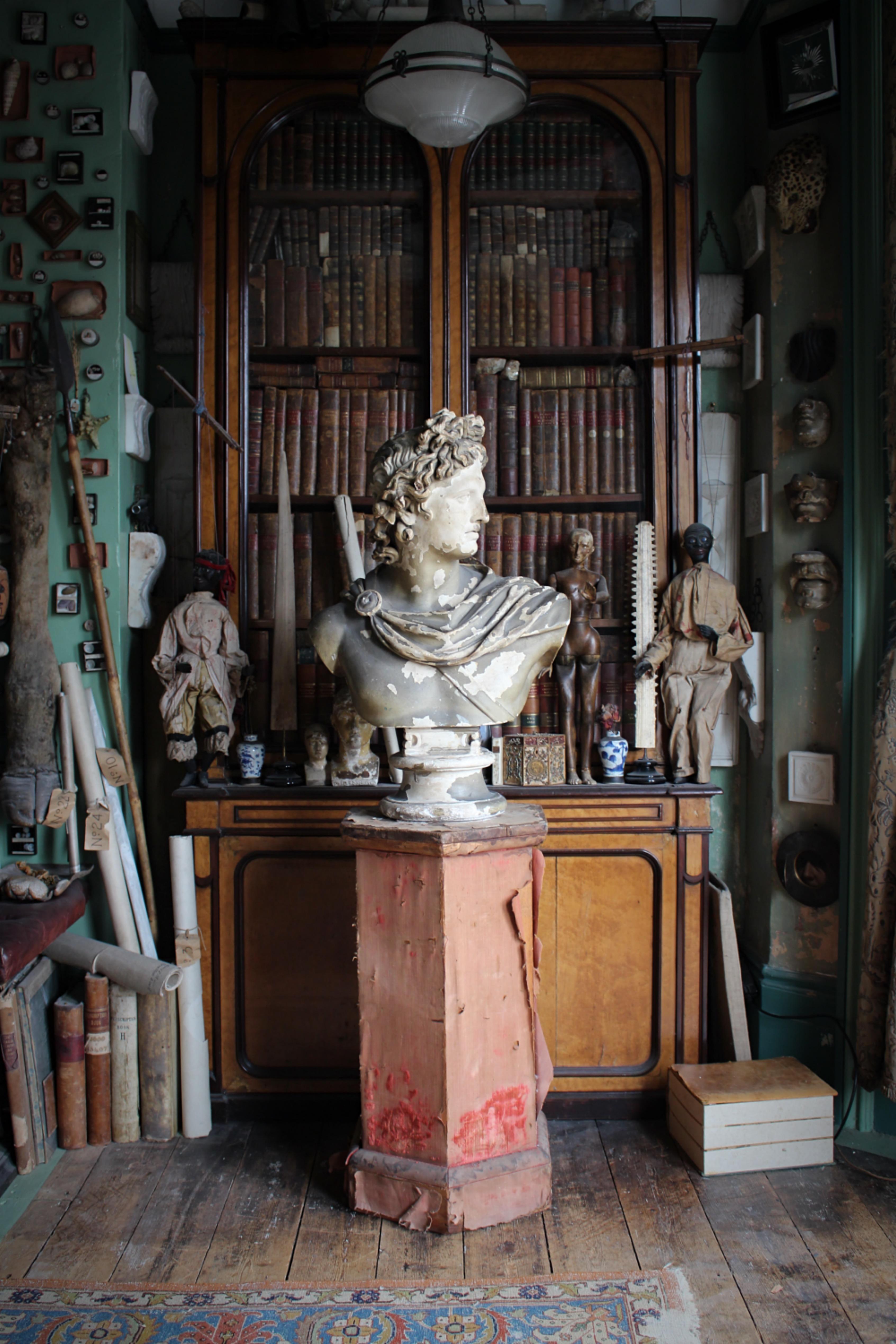 19th C Classical Plaster Bust Apollo by Louis Brugiotti London Grand Tour For Sale 5