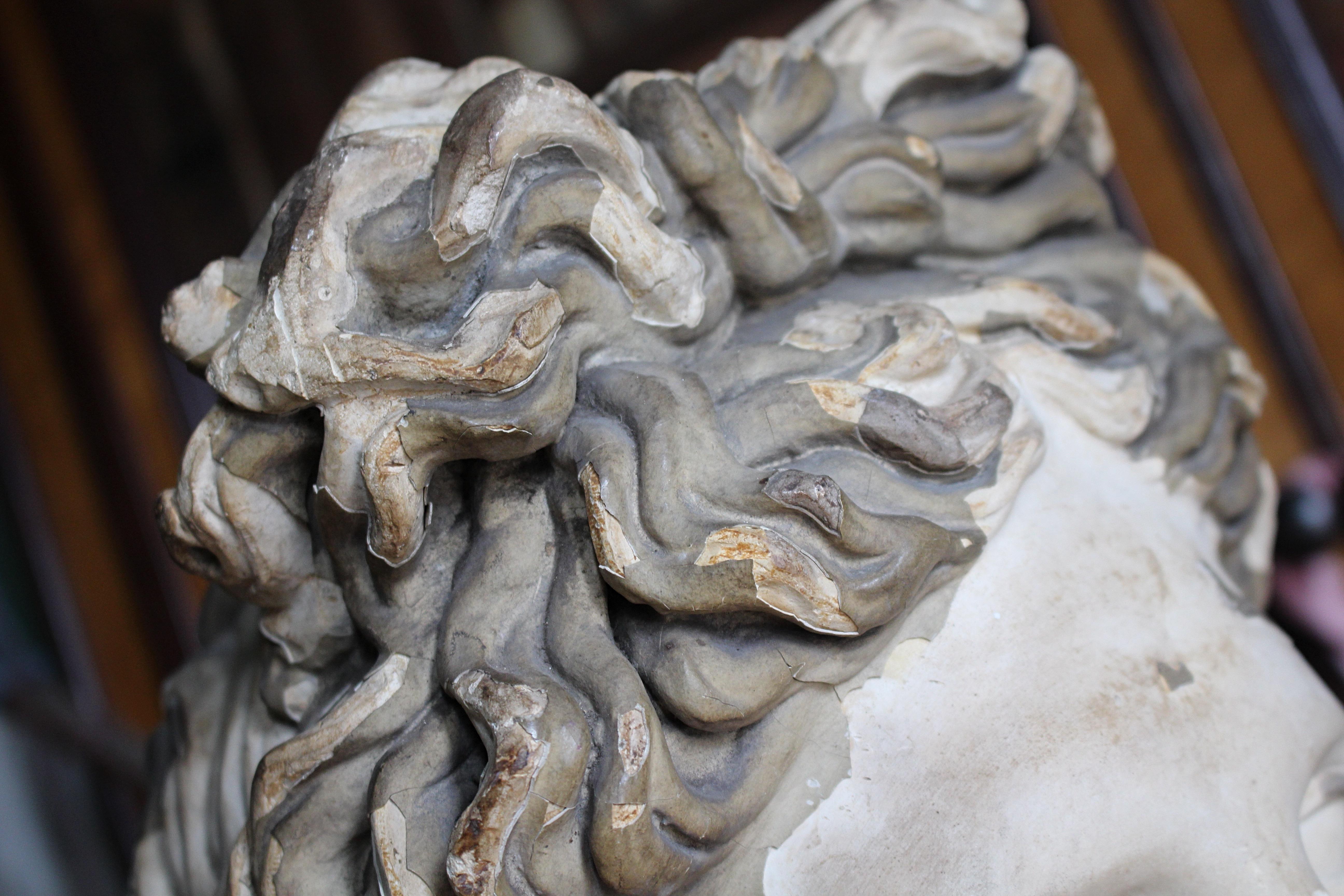 19th C Classical Plaster Bust Apollo by Louis Brugiotti London Grand Tour For Sale 1