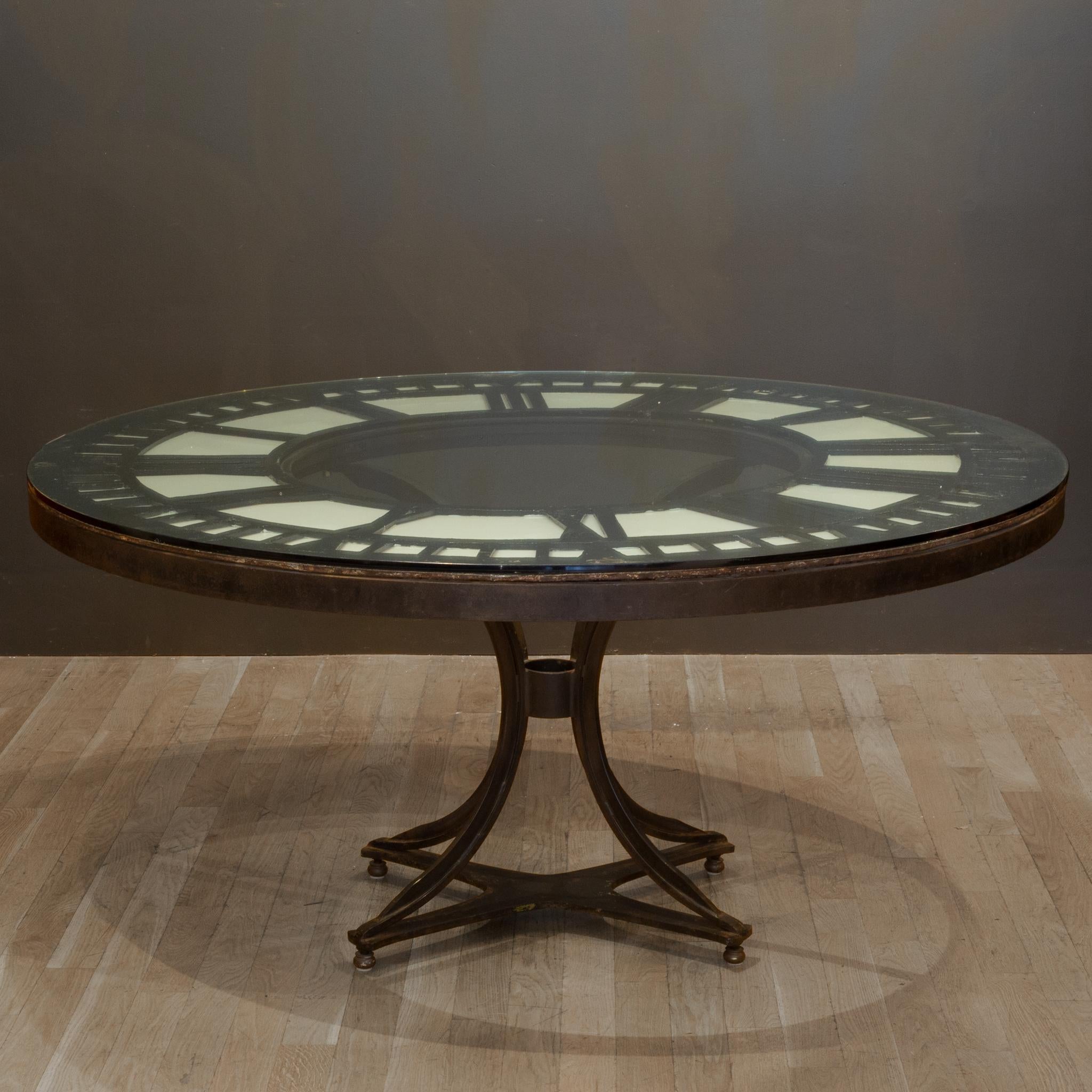 American 19th Century Clock Face Custom Iron Dining Table, circa 1800s