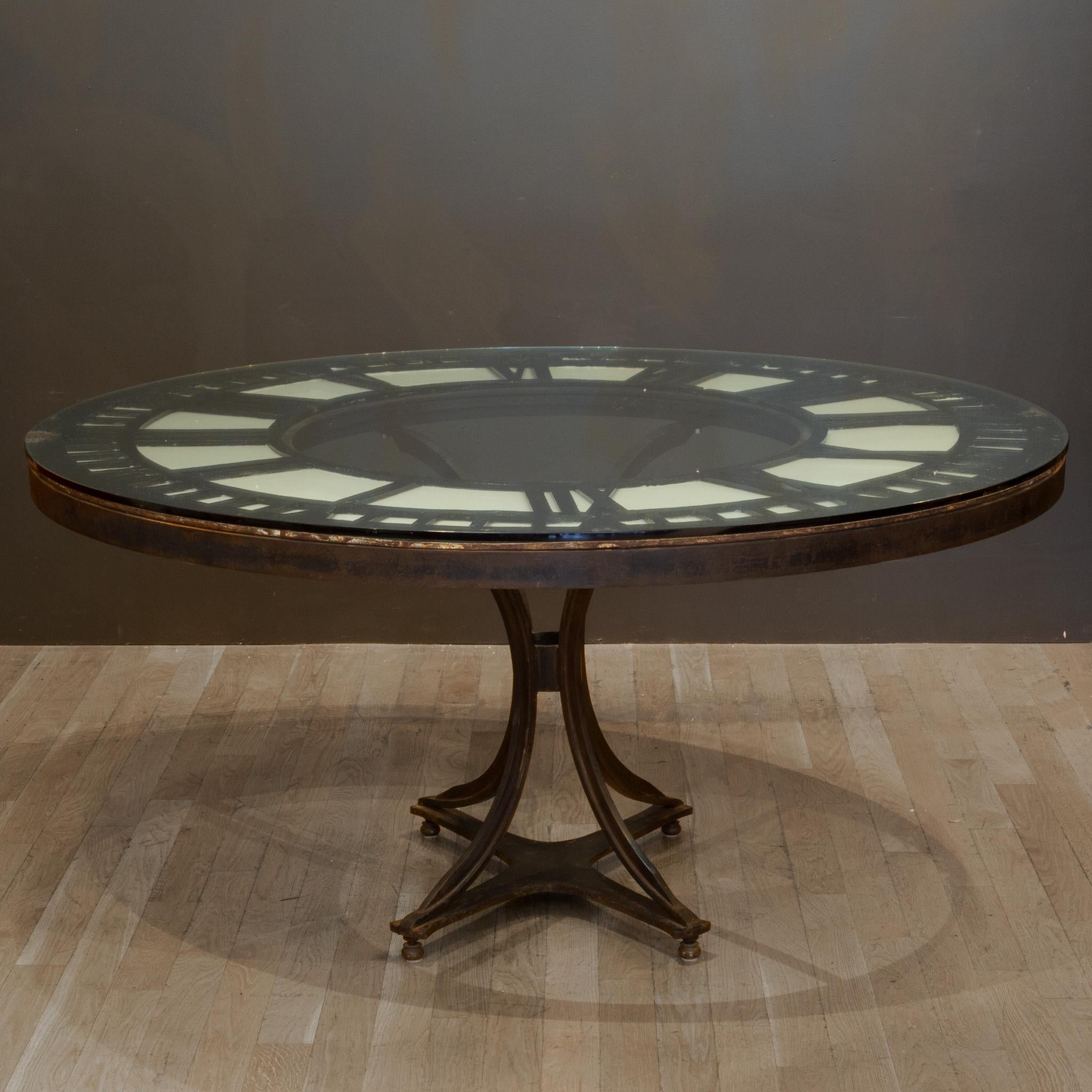 19th Century Clock Face Custom Iron Dining Table, circa 1800s In Good Condition In San Francisco, CA