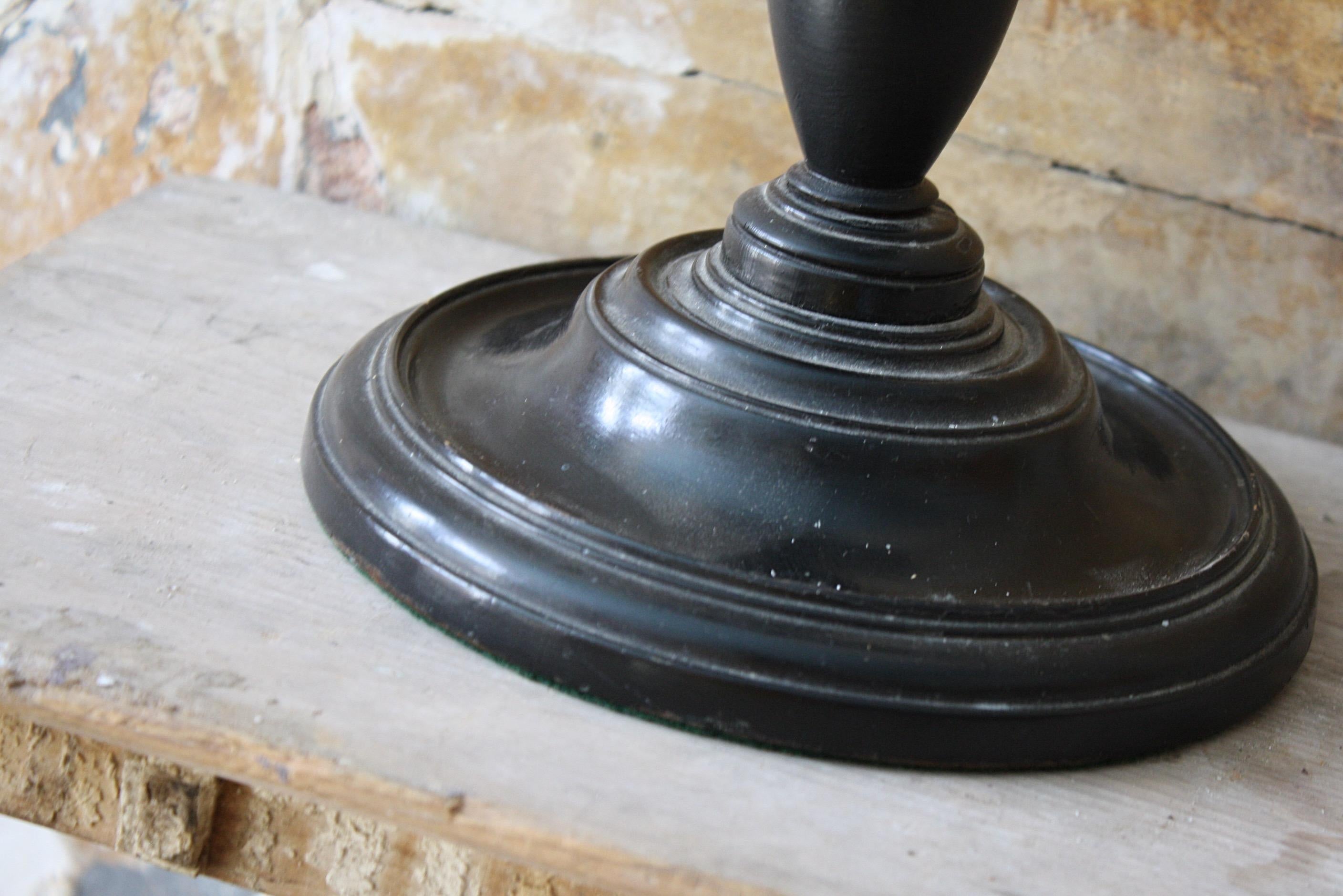 19th Century 19th C Concave Ebonised and Brass Optical Scientific Foxed Mercury Mirror