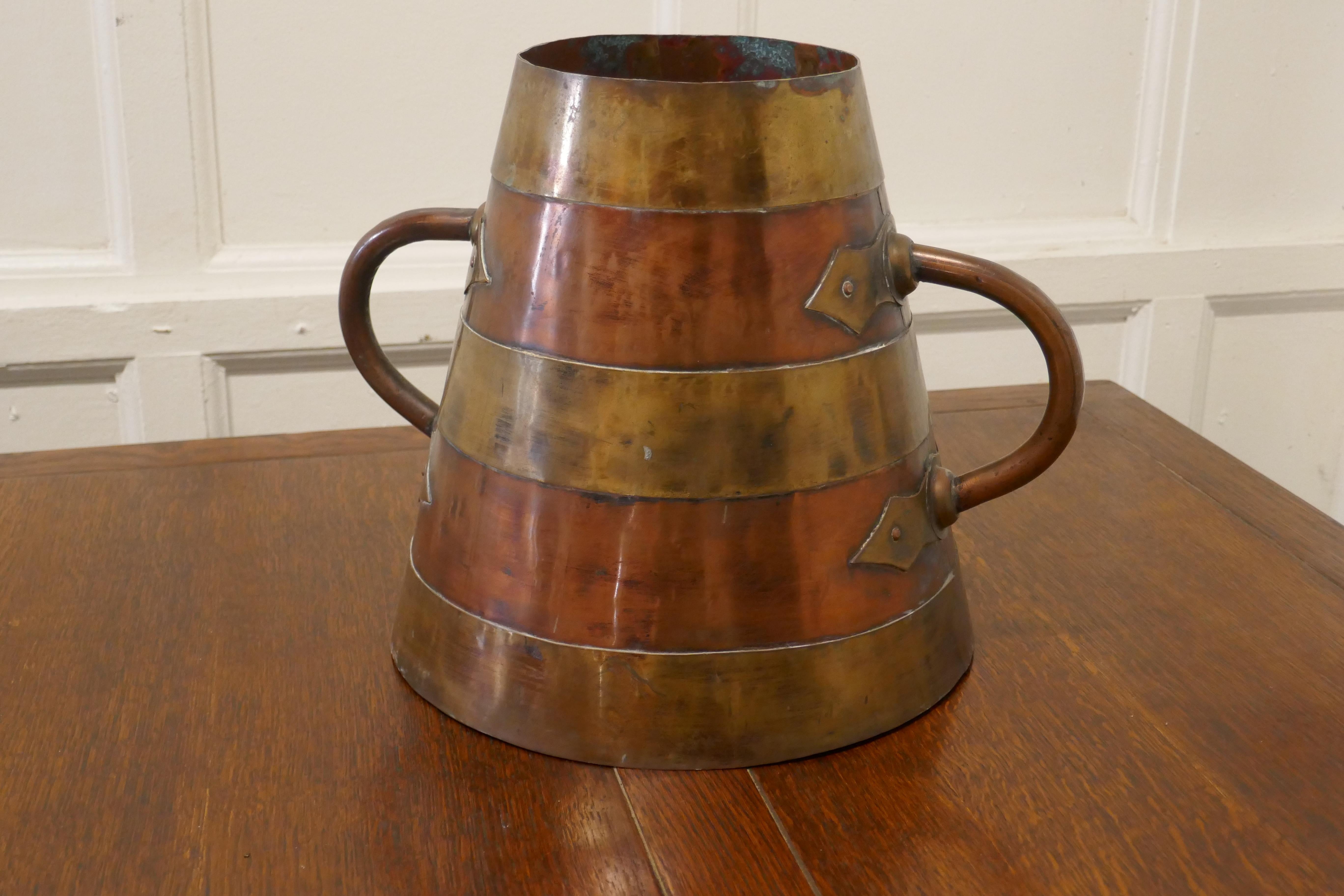 19th C Conical French Copper Brass Banded Measure For Sale 2