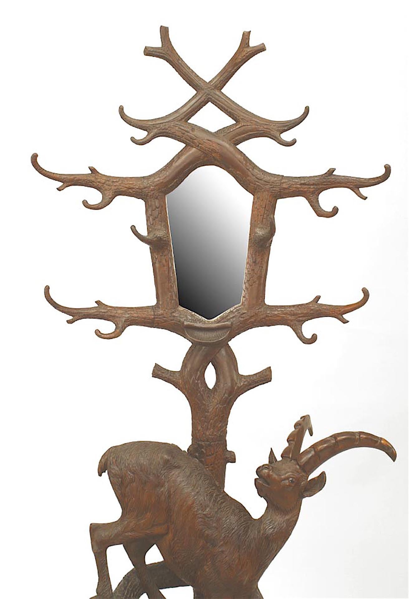 Rustic Black Forest Walnut Ibex Hatrack For Sale