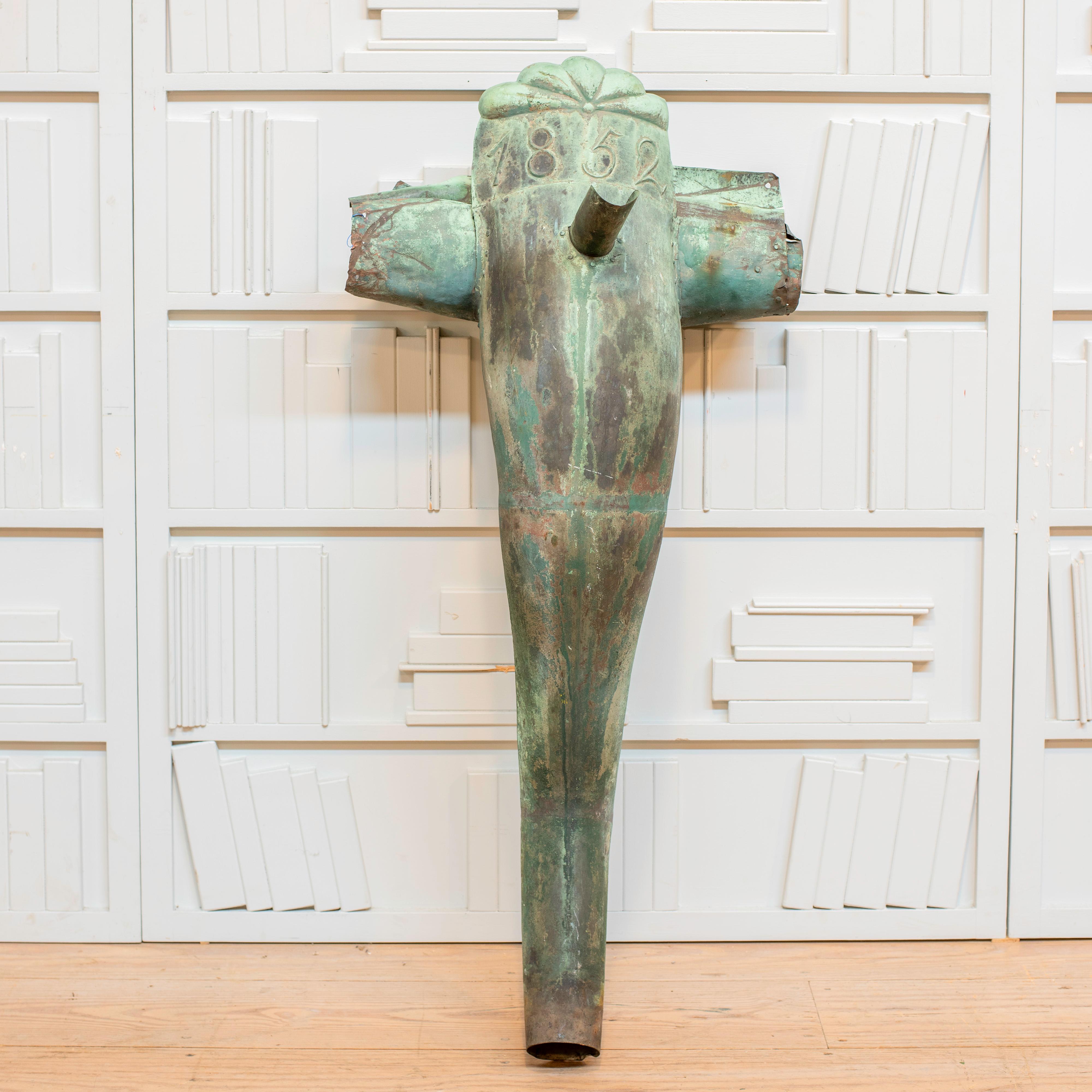 19th C Continental Copper Scupper, Circa 1852 For Sale