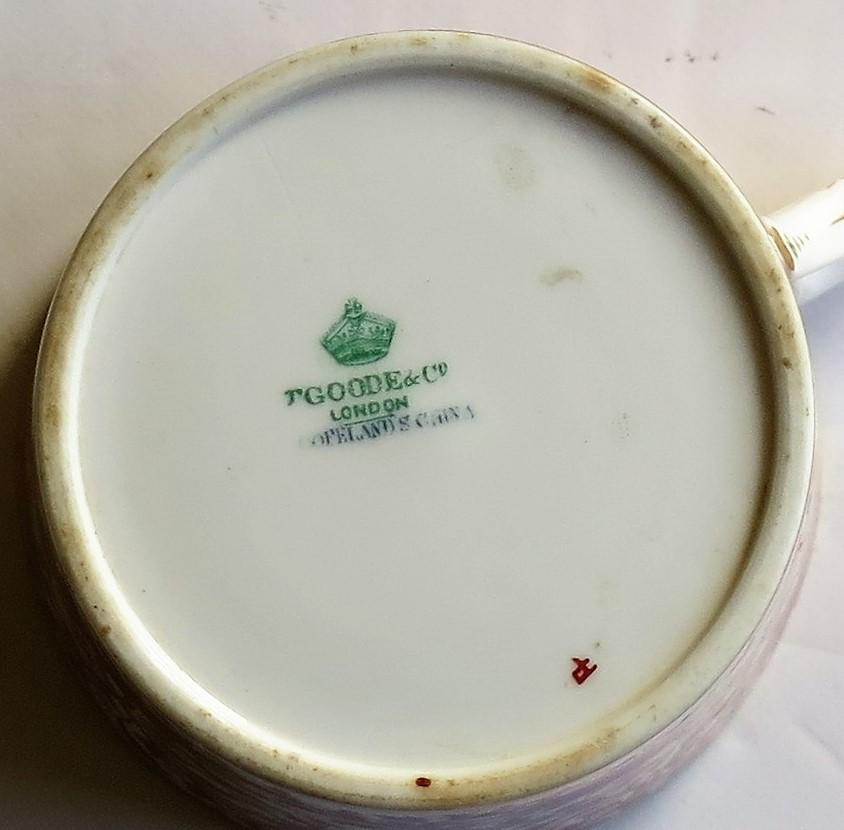 Copelands Porcelain Coffee Can Hand Painted and with T Goode of London Mark 7