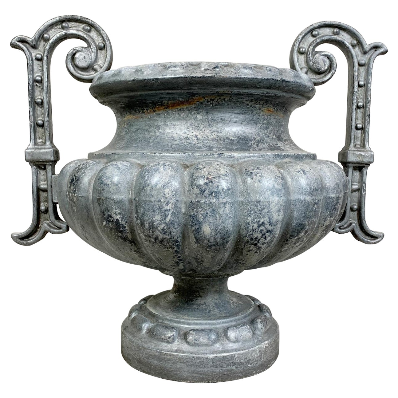 19th C Corneau Frères Charleville Silver Grey Cast Iron Urn