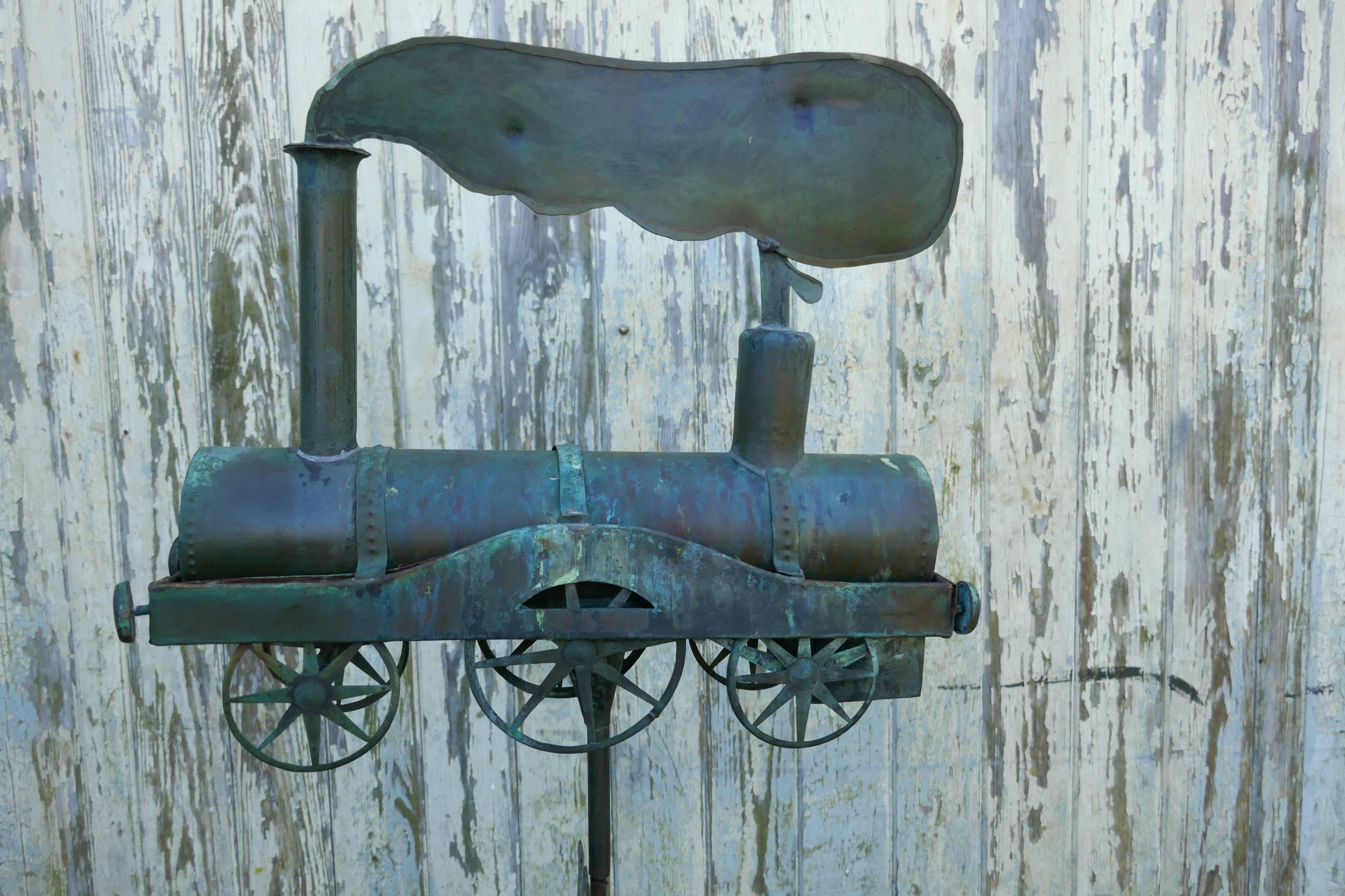 19th Century Cornish Copper Folk Art Steam Train, Locomotive Weathervane In Good Condition For Sale In Chillerton, Isle of Wight