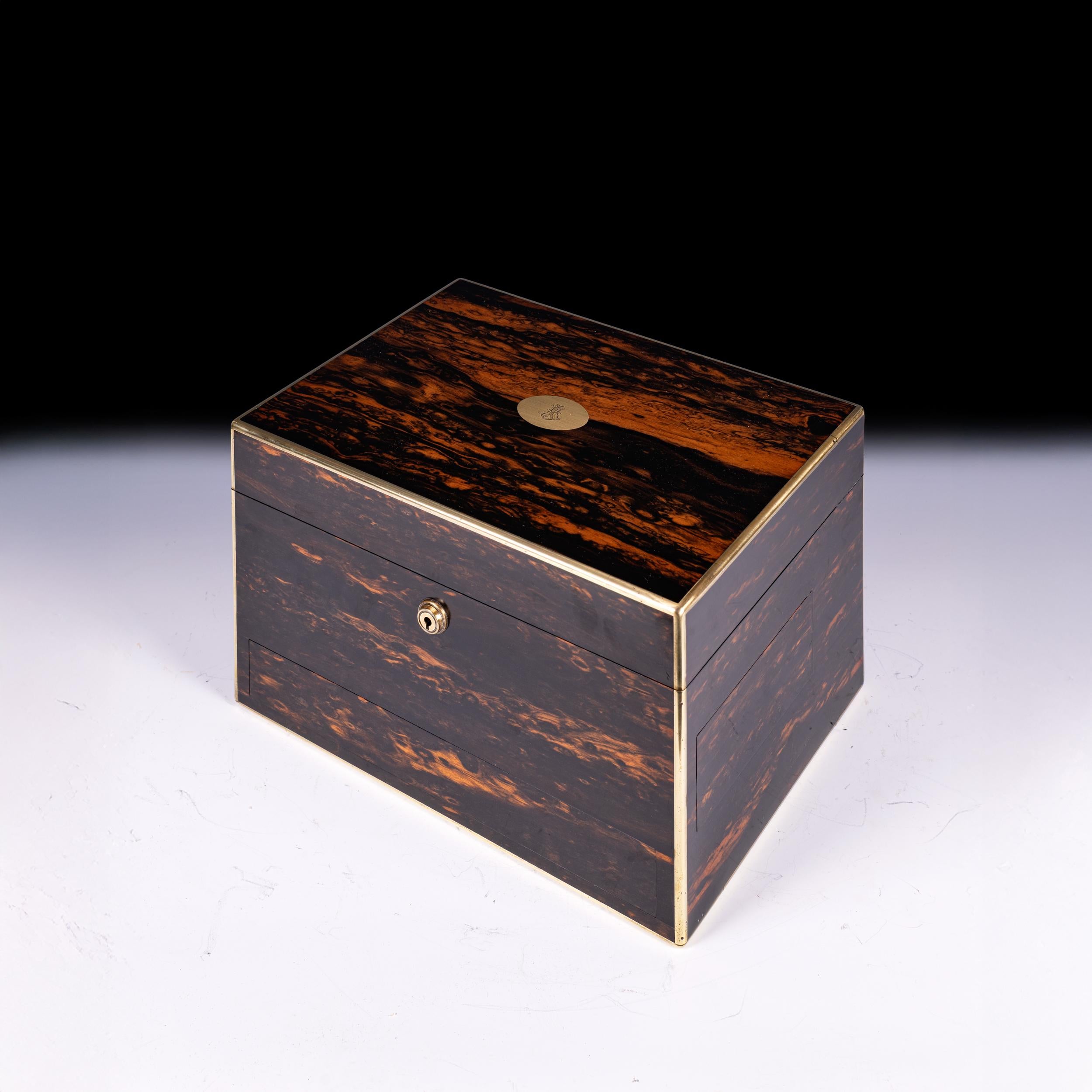 19th Century 19th C. Coromandel & Silver-Mounted Vanity Case Retailed By Mayer & Co Liverpool For Sale