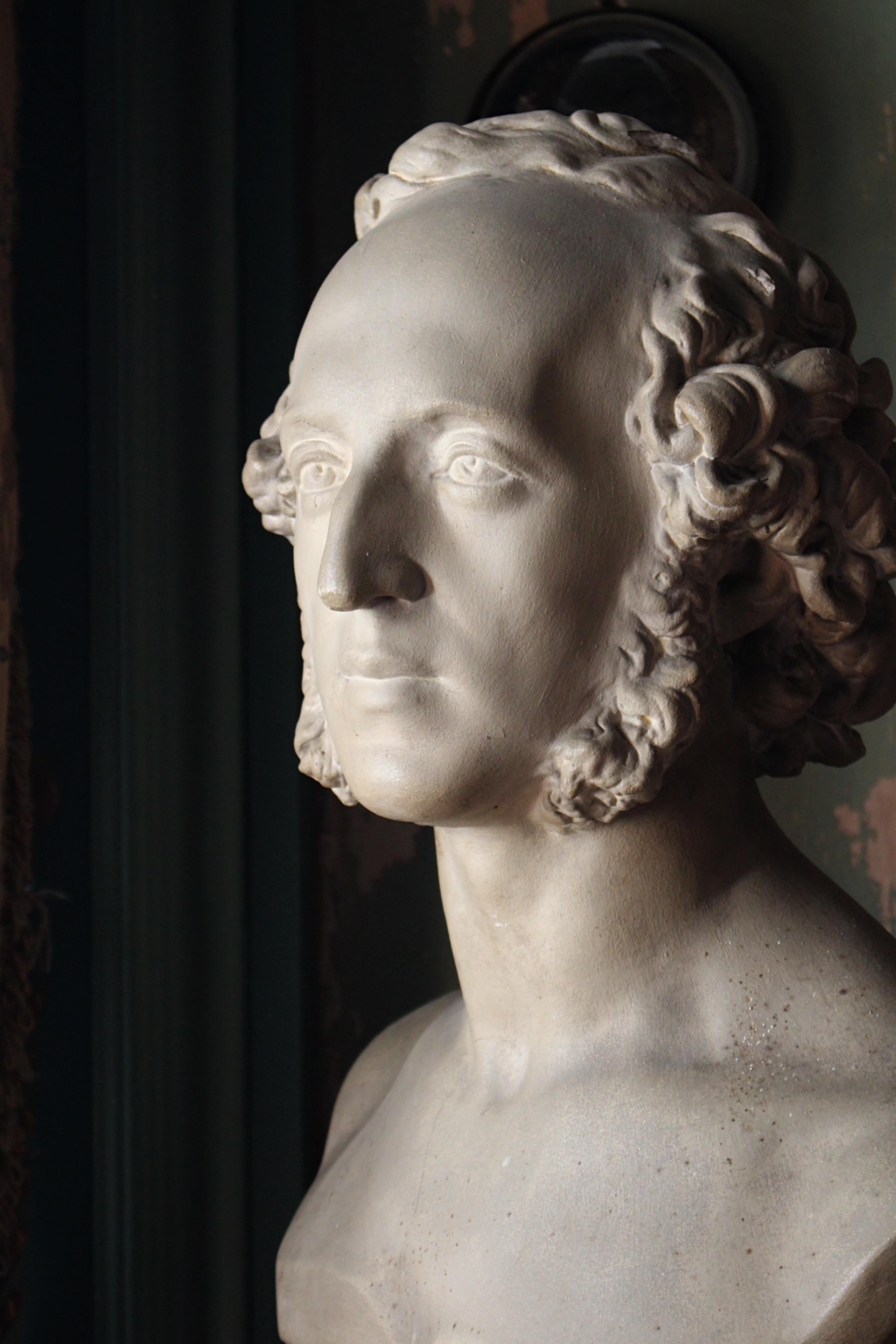 19. Jahrhundert Landhaus Bibliothek Gipsbüste des Komponisten Felix Mendelssohn 3