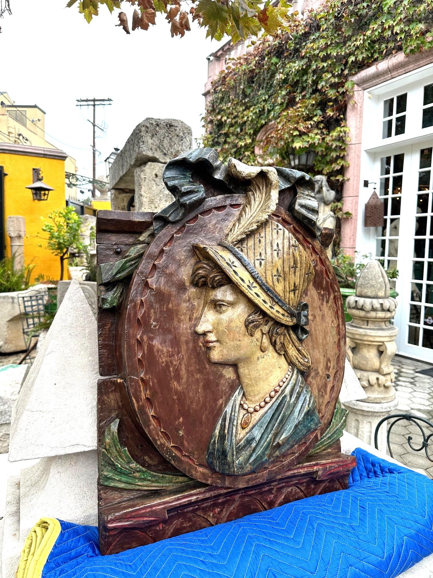 Inglese A.I.C. Medaglione a forma di chiatta Marittima Maria Legno Londra Placca d'Arte Antiques in vendita
