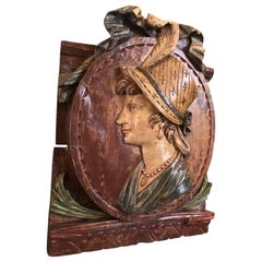 19th C. Crest Medallion Barge Maritime Maria Wood London Wall Art Plaque Antique
