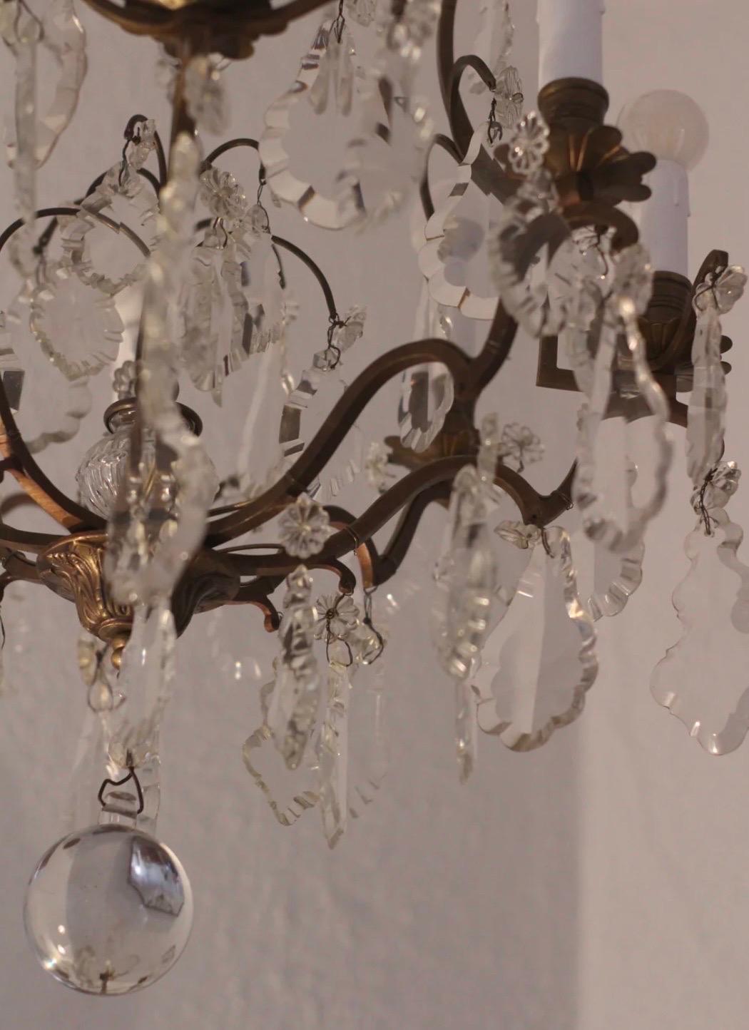 French 19th C Crystal & Bronze Parisian Chandelier  For Sale