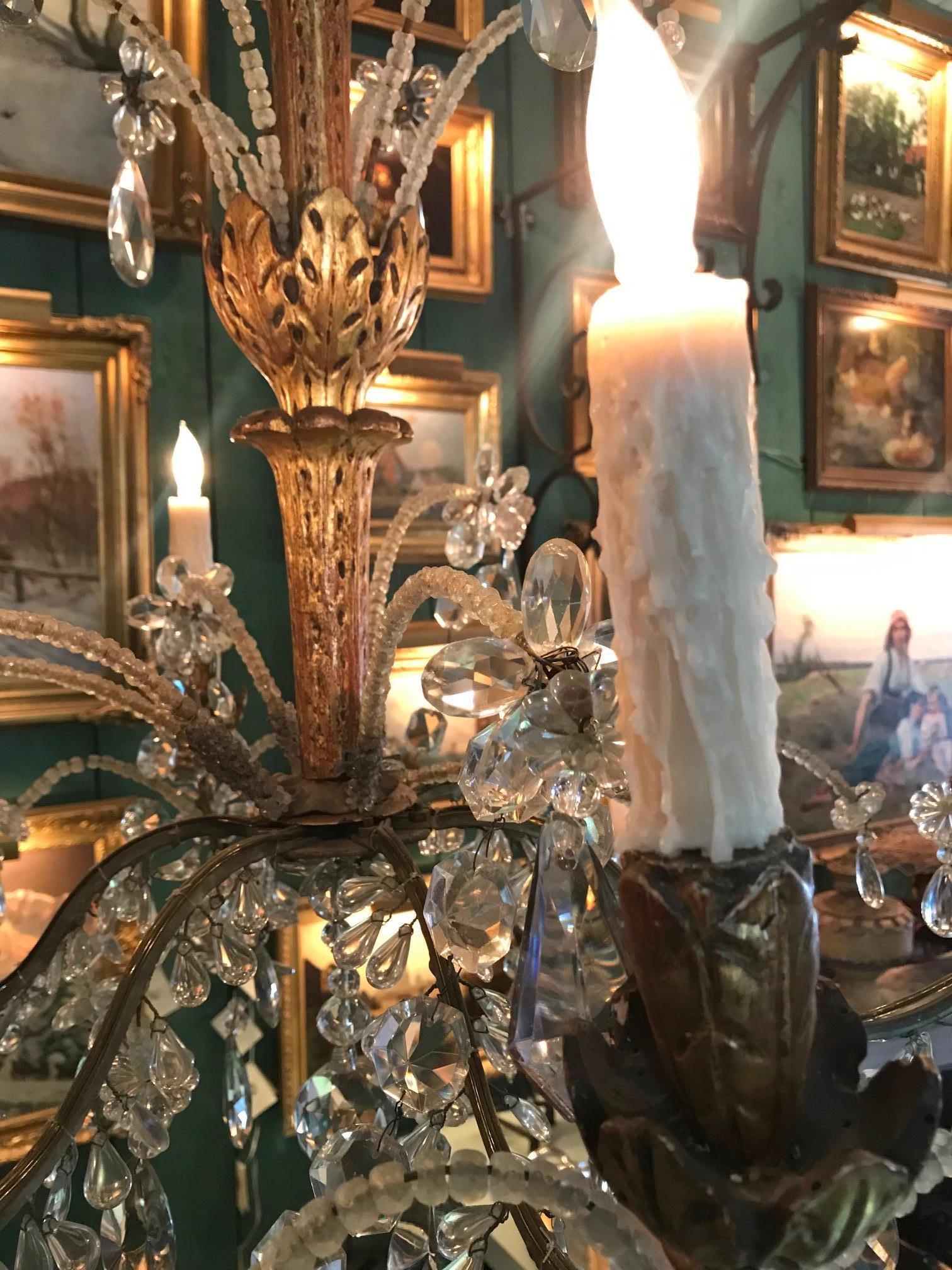Crystal Genovese Italian Hand Carved Hanging Ceiling Light Pendant Chandelier LA In Good Condition For Sale In West Hollywood, CA