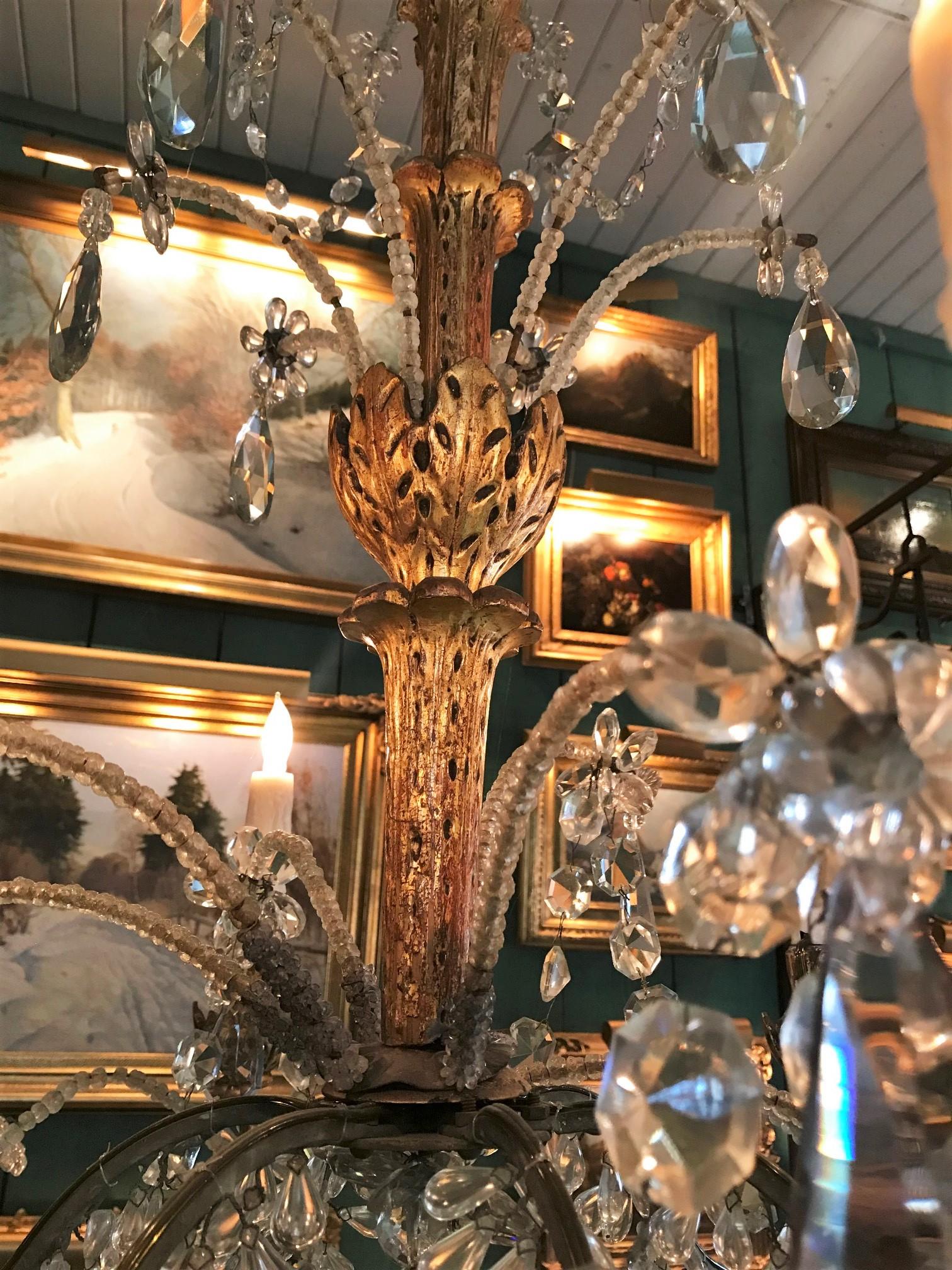 Crystal Genovese Italian Hand Carved Hanging Ceiling Light Pendant Chandelier LA For Sale 2