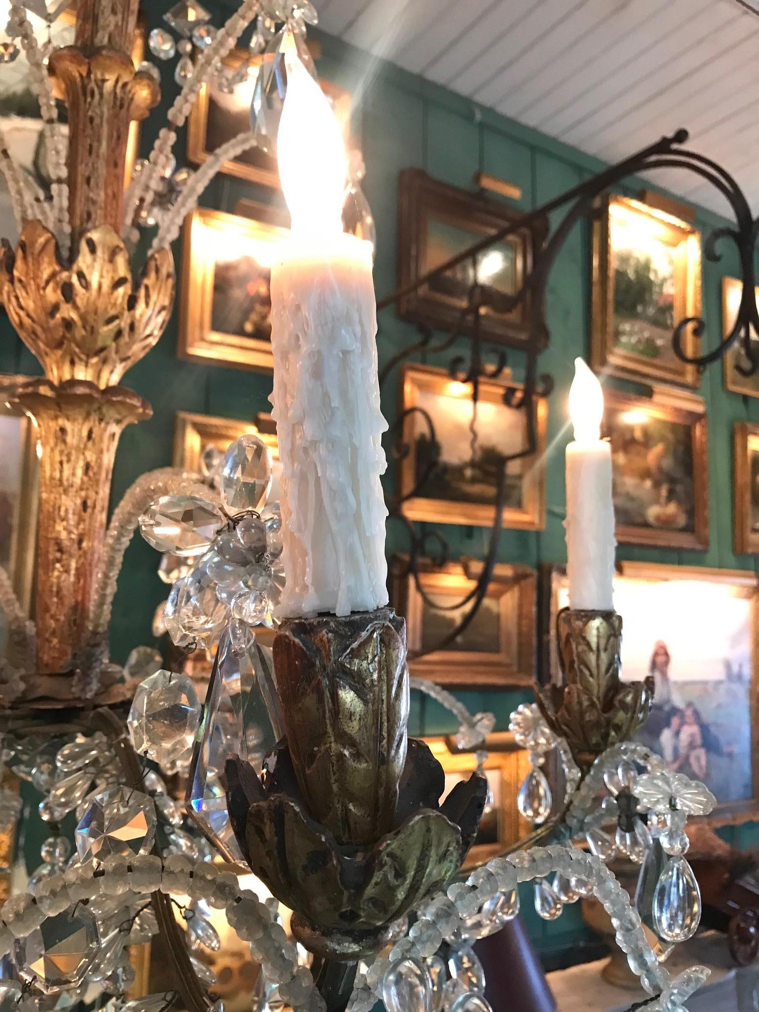 Crystal Genovese Italian Hand Carved Hanging Ceiling Light Pendant Chandelier LA For Sale 3