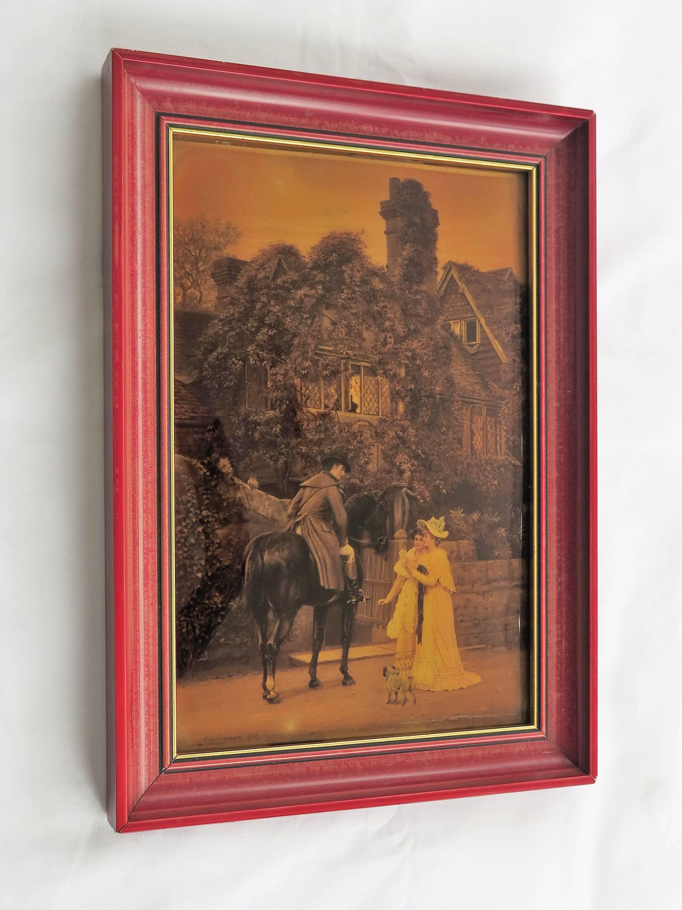 Late Victorian Victorian Crystoleum Picture after A L Vernon The Messenger to the Heiress, 1896 For Sale