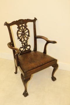 19th Century Cuban Mahogany Chippendale Style Open Armchair, English, circa 1880