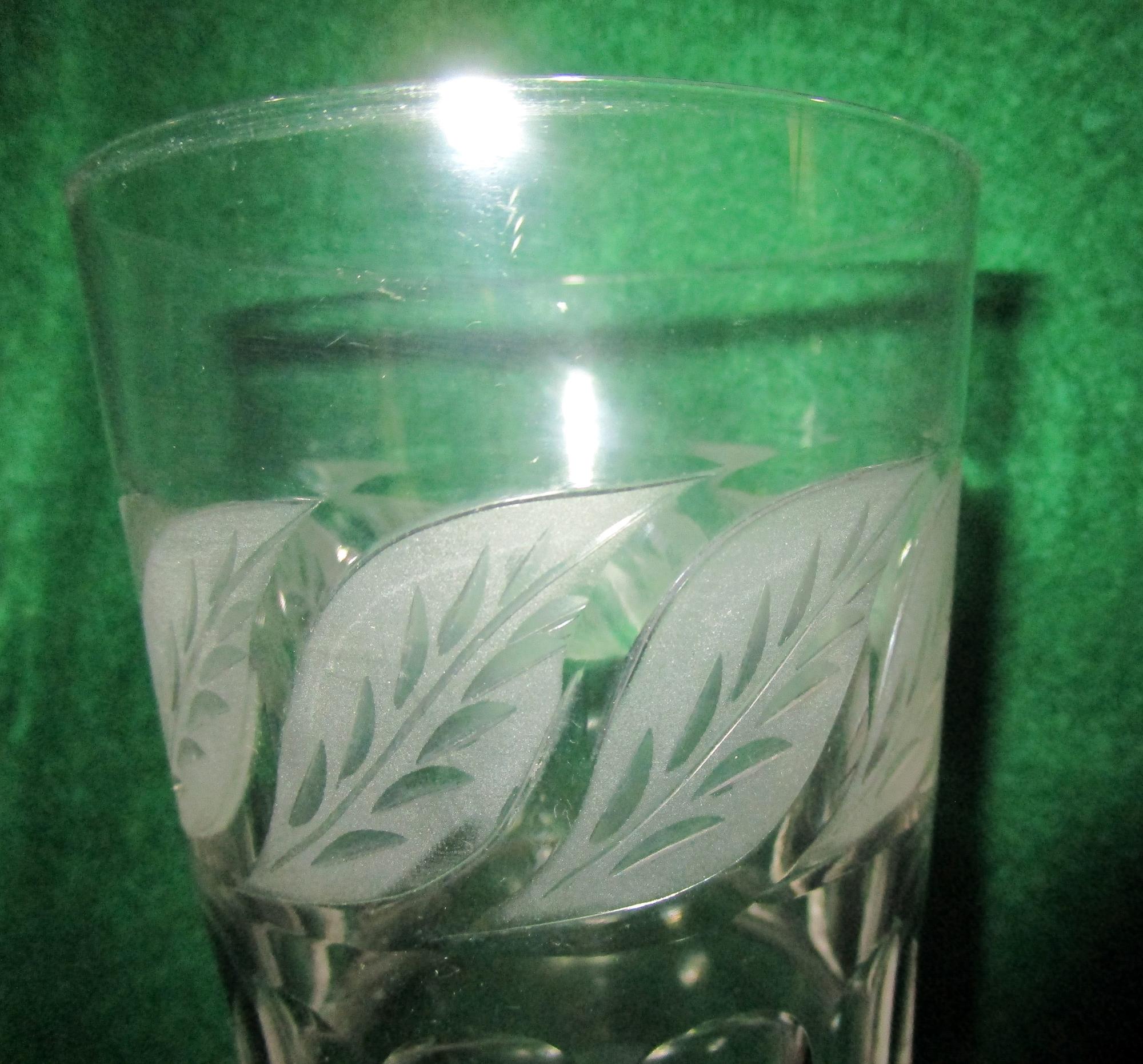 19th Century Cut Crystal Julep or Bar Glasses with Mint Leaf Motif In Good Condition In Savannah, GA