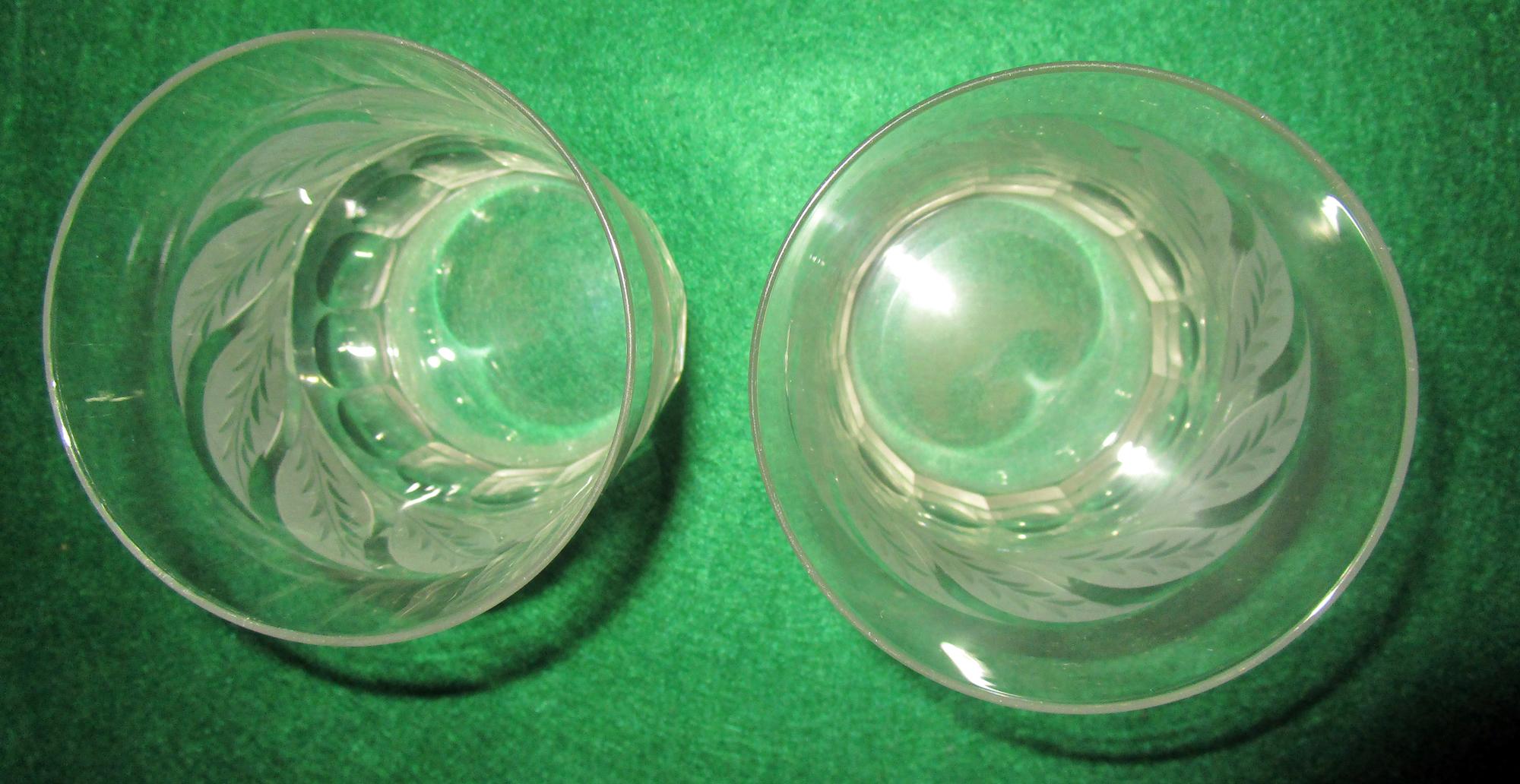 Cut Glass 19th Century Cut Crystal Julep or Bar Glasses with Mint Leaf Motif